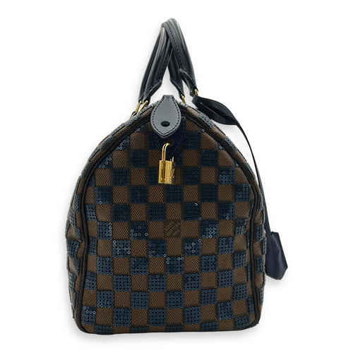 Louis Vuitton Speedy 30 Brown Top Handle Bag in Damier Paillettes, Gold hardware_3