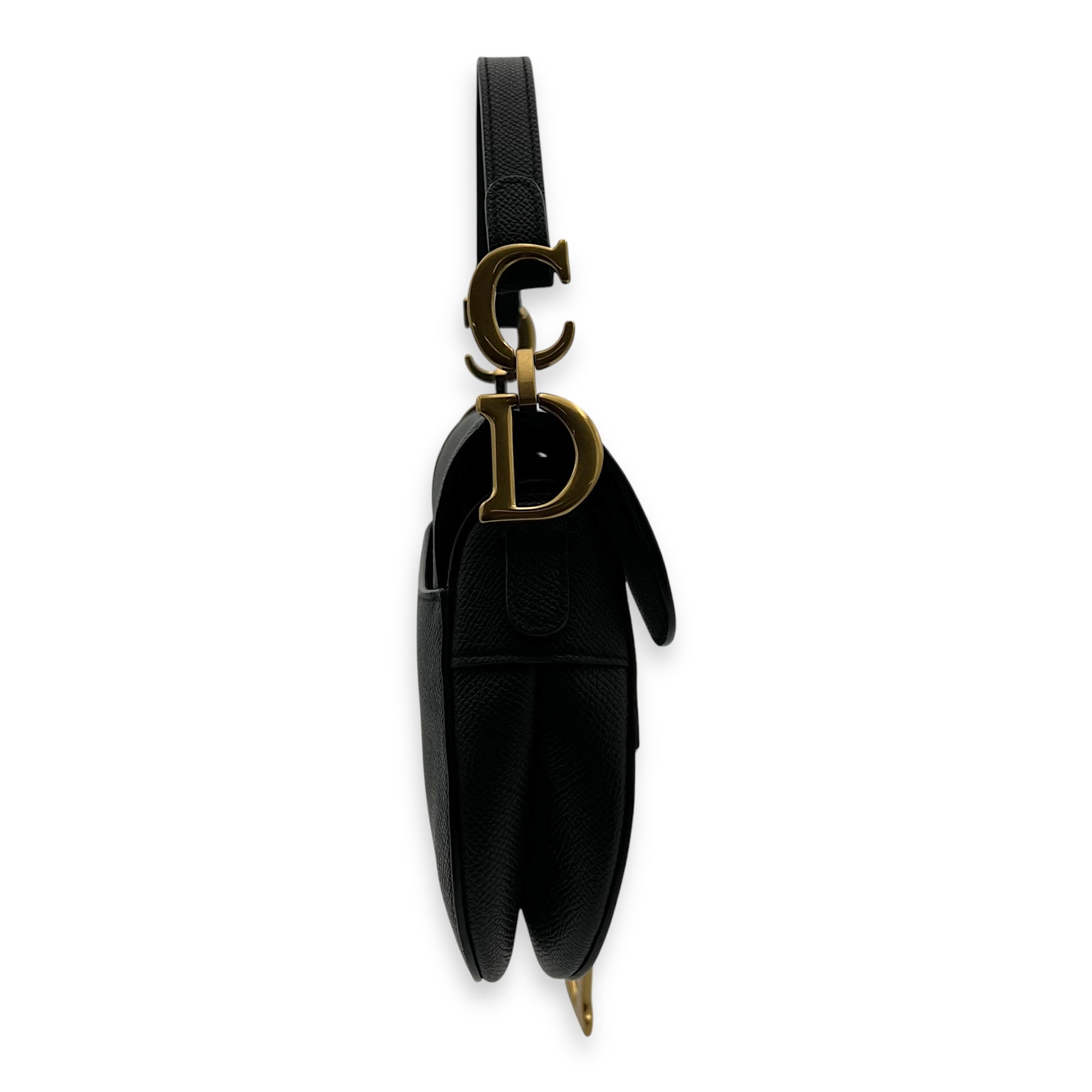 Christian Dior Saddle Mini Black Top Handle Bag in Calfskin, Gold hardware_3