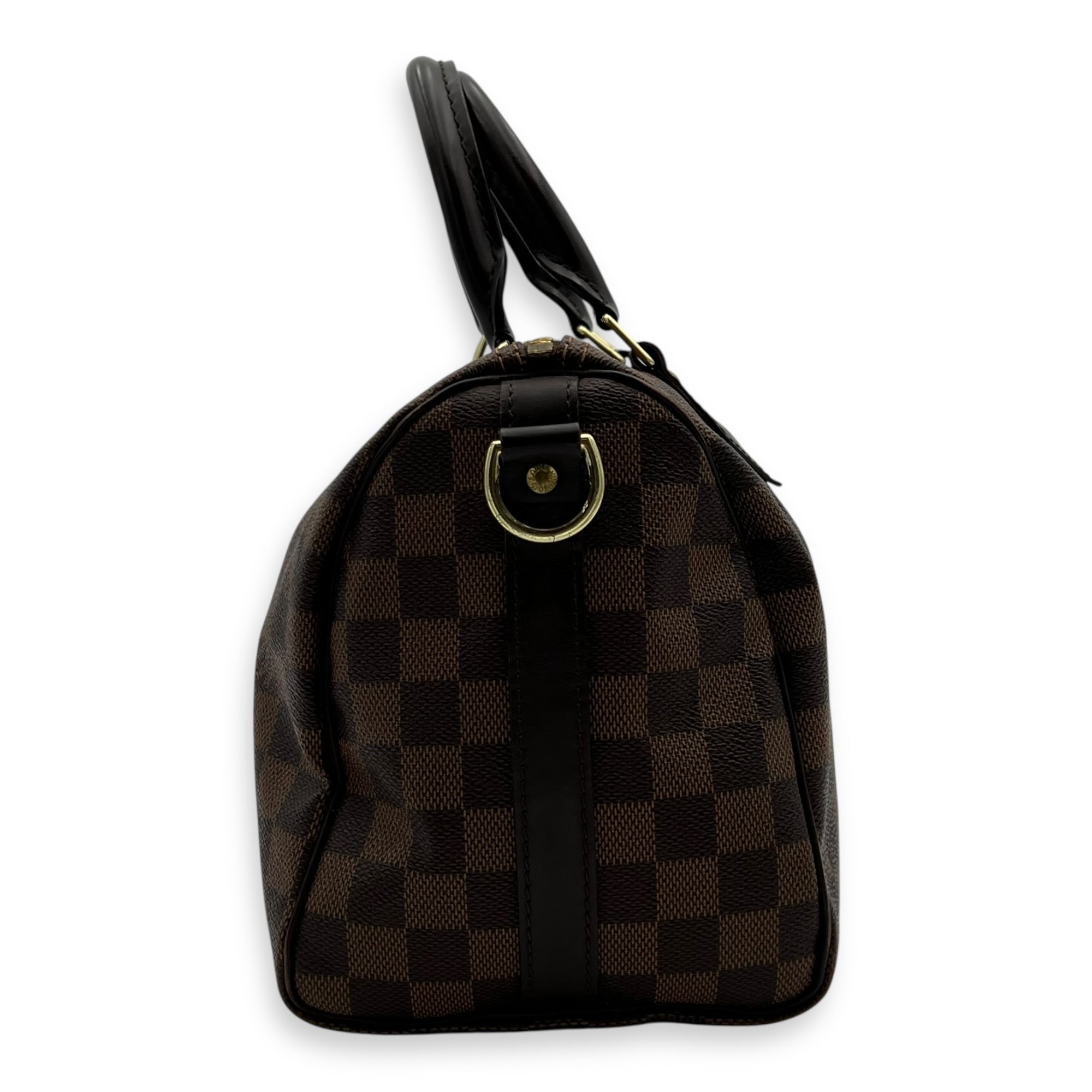 Louis Vuitton Speedy Bandouliere Top Handle Bag 25 Brown in Coated Canvas, Gold hardware_3
