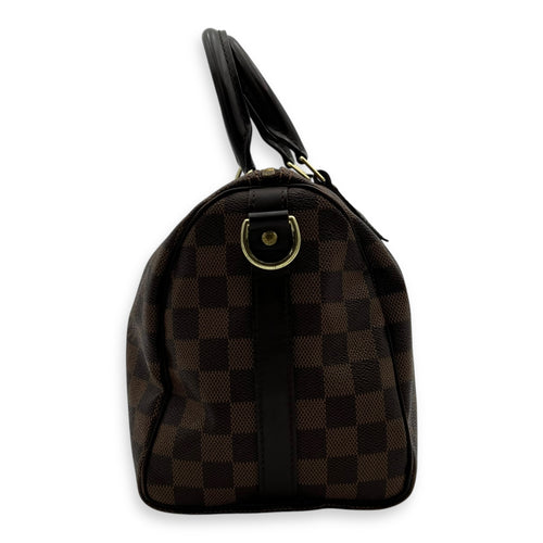 Louis Vuitton Speedy Bandouliere Top Handle Bag 25 Brown in Coated Canvas, Gold hardware_3