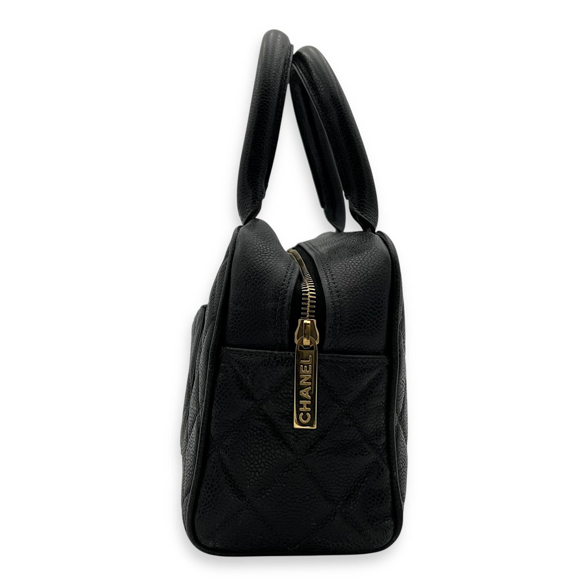 Chanel Vintage Top Handle Bag Black in Caviar Leather, Gold hardware_3