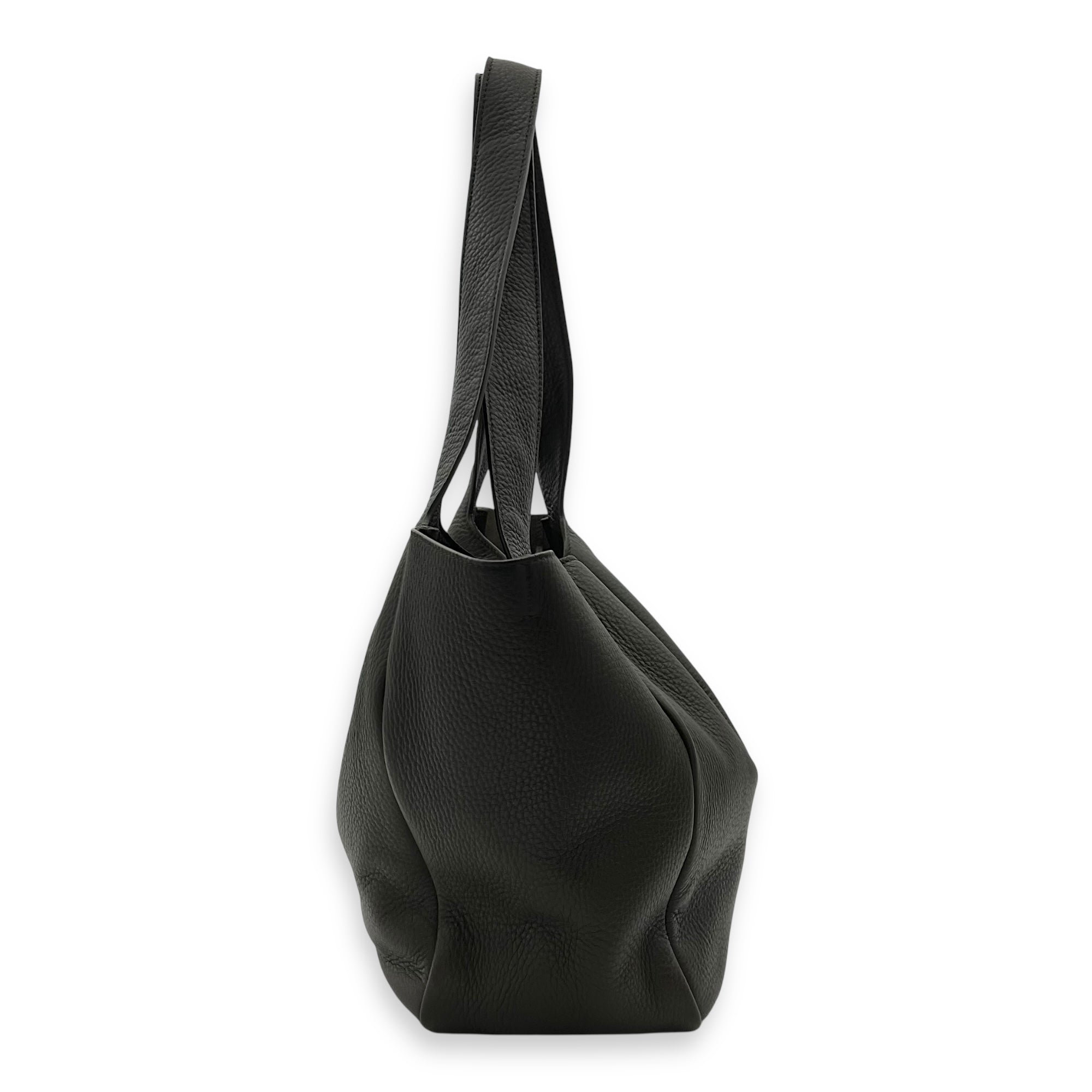 Saint Laurent LE 5 À 7 BEA Tote Bag Green in Calfskin, Silver hardware_3