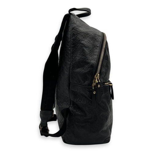 Gucci Guccissima Backpack Black in Calfskin, Gold hardware_3