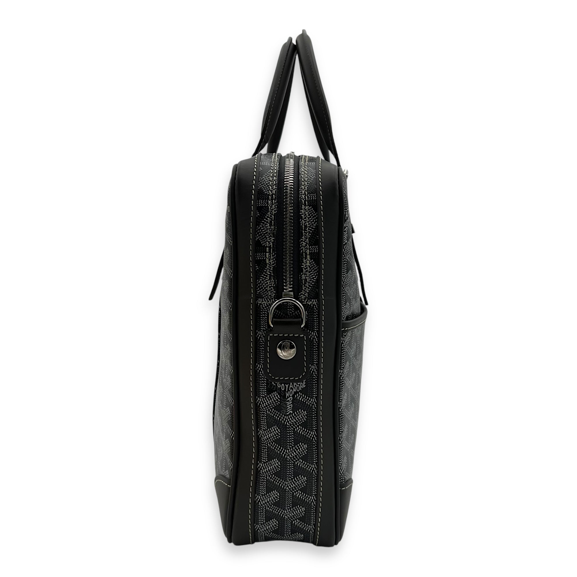 Goyard Ambassade Briefcase Grey in Coated Canvas, Silver hardware_3
