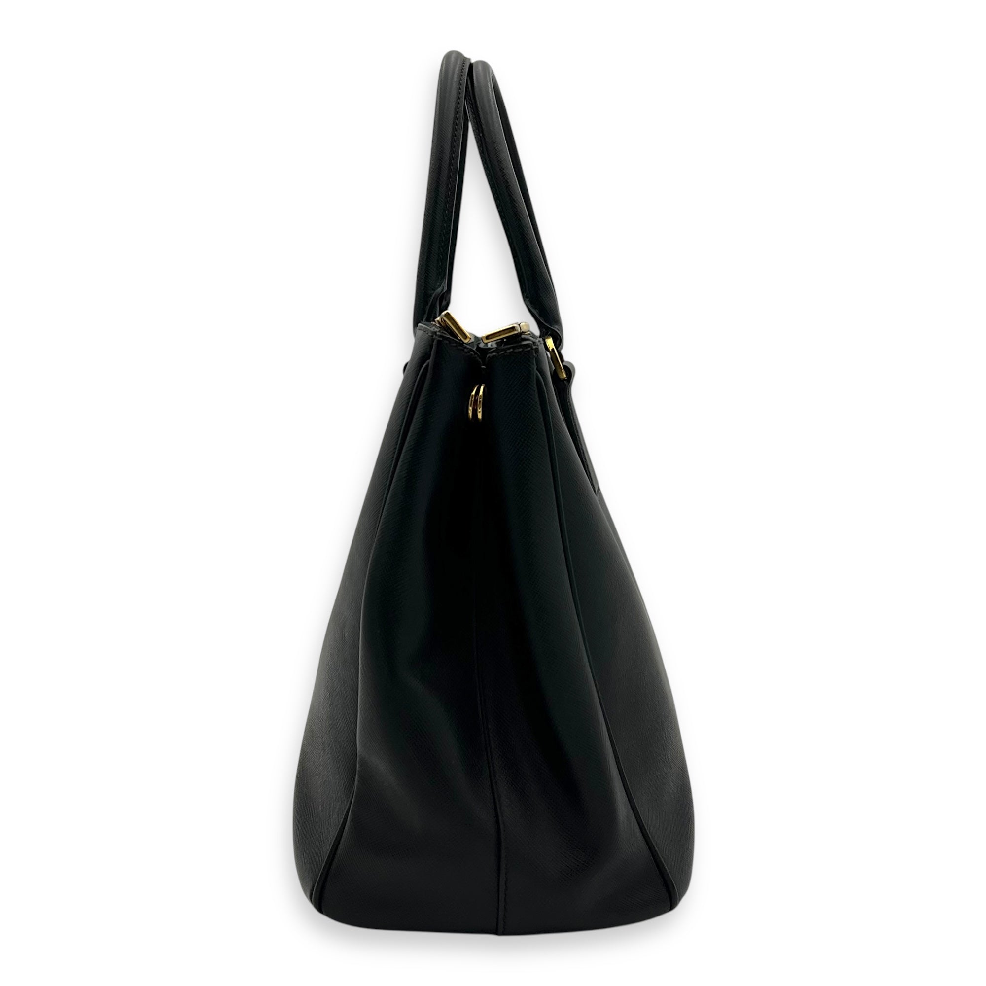 Prada Galleria Top Handle Bag Black in Saffiano Leather, Gold hardware_3