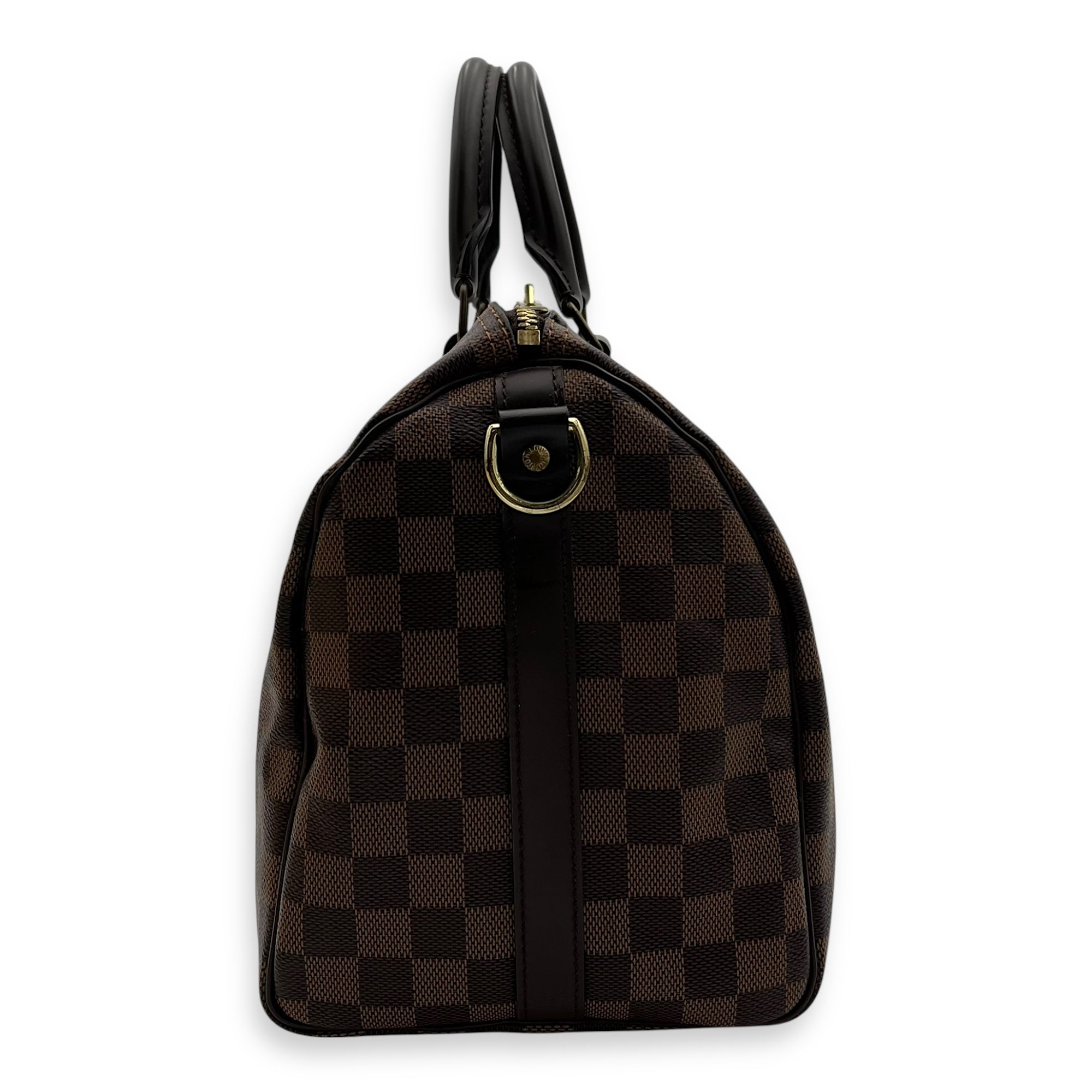 Louis Vuitton Speedy Bandouliere Top Handle Bag 30 Brown in Coated Canvas, Gold hardware_3