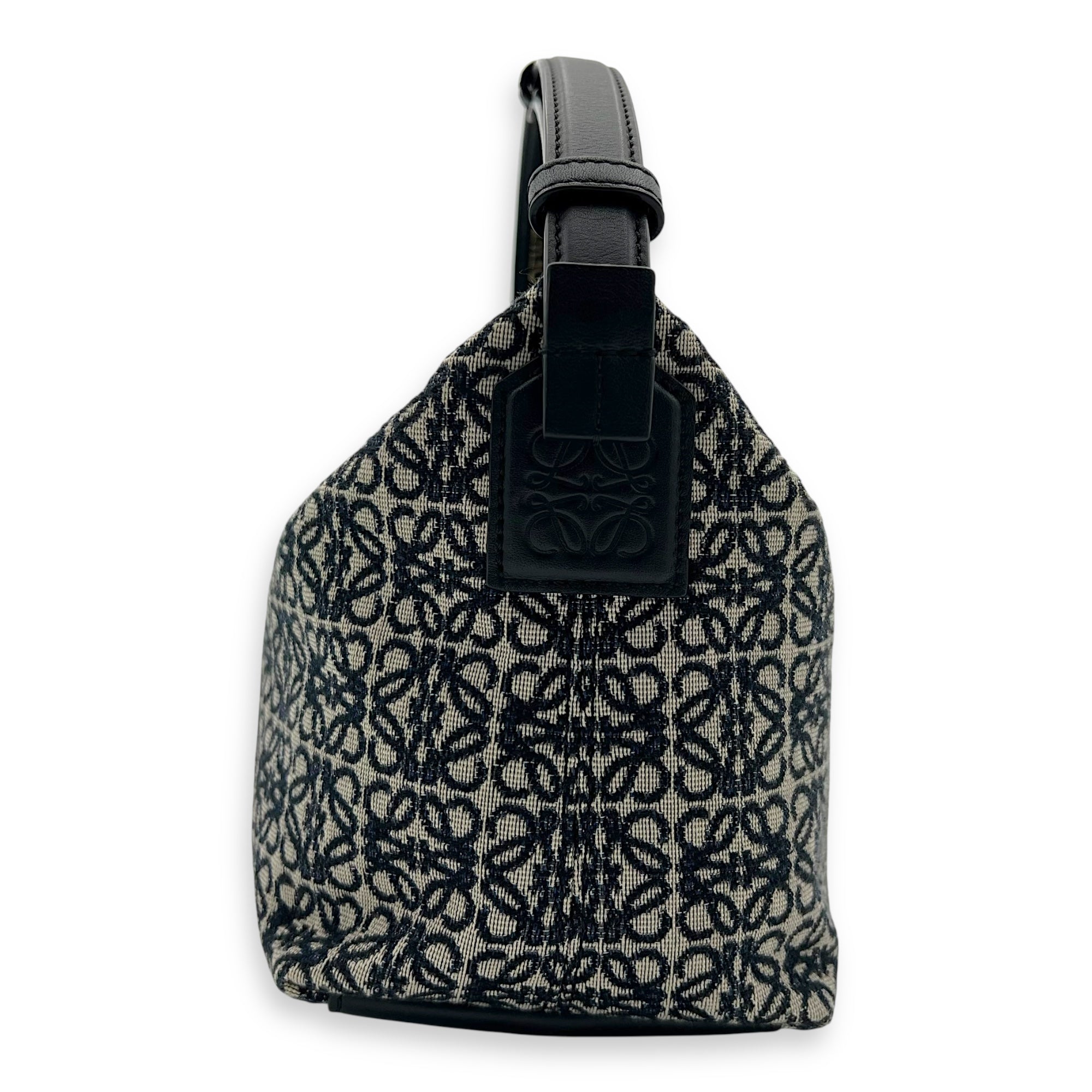 Loewe Cubi Top Handle Bag Blue in Jacquard, Gold hardware_3