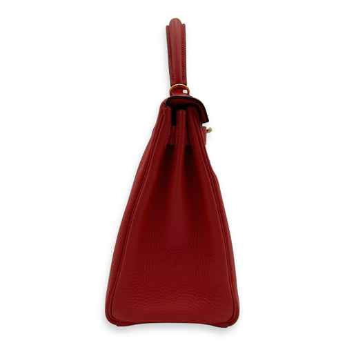 Hermès Kelly Rouge Pivoine in Togo, Gold hardware_3