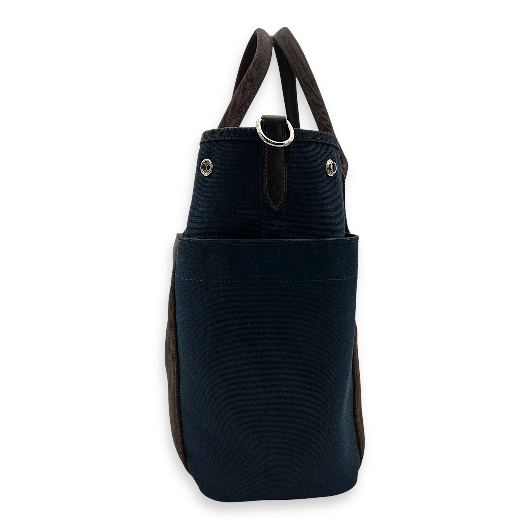 Hermès Sac de Pansage Blue in Canvas, Silver hardware_3