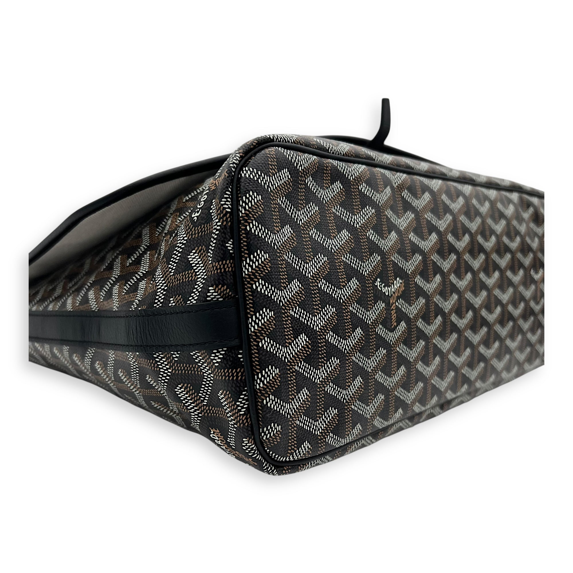 Goyard Capetien Messenger MM Black in Coated Canvas, Silver hardware_8