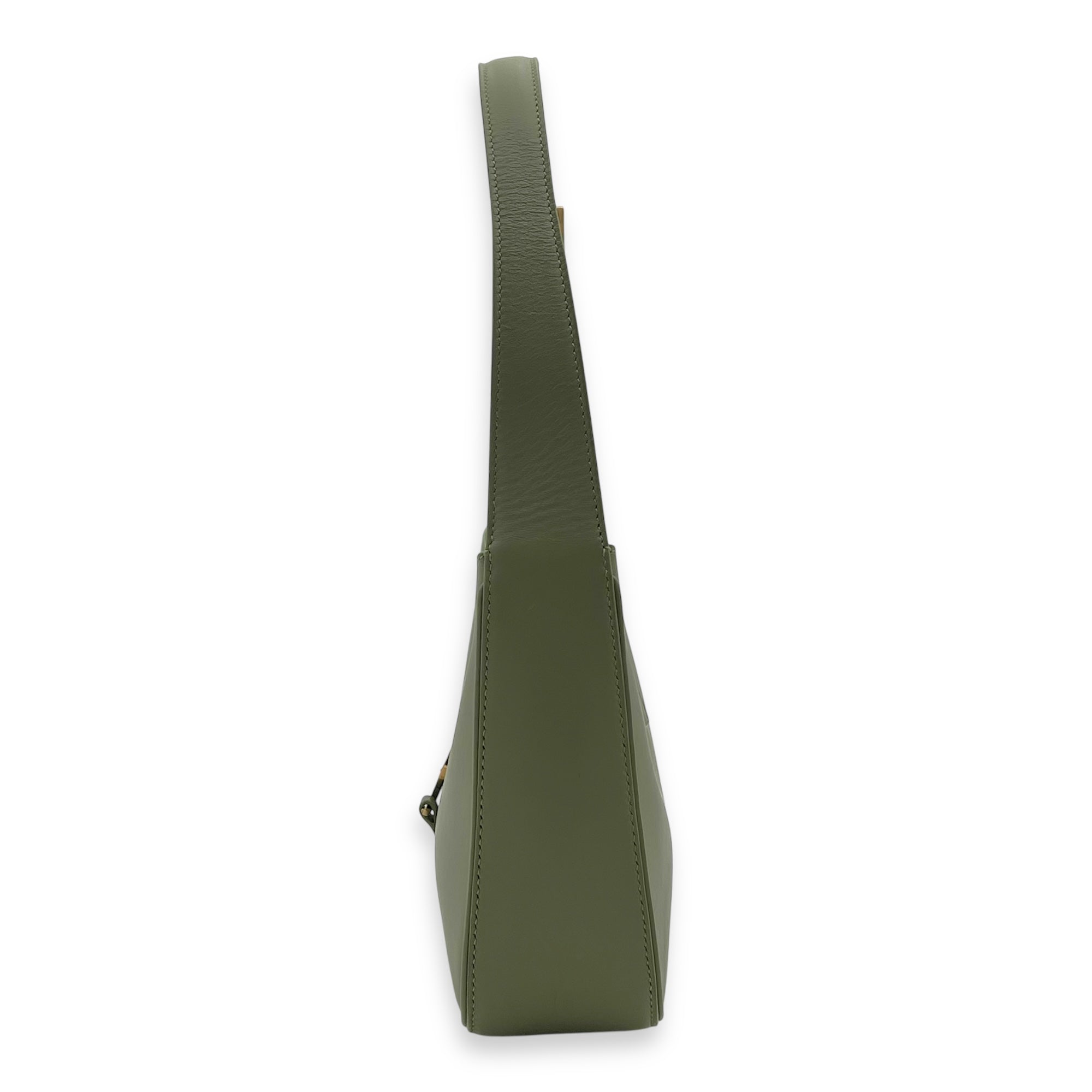Saint Laurent Le 5 A 7 Shoulder Bag Green in Calfskin, Gold hardware_3