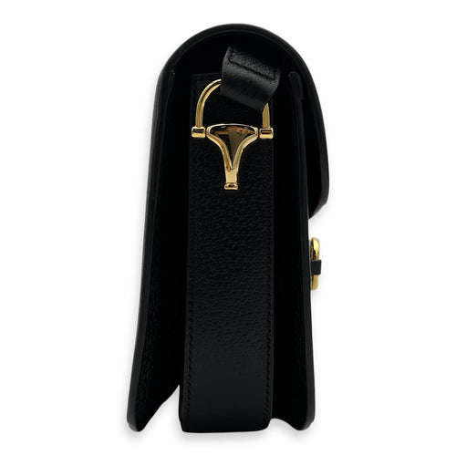 Gucci Horsebit 1955 Shoulder Bag Black in Denim, Gold hardware_3