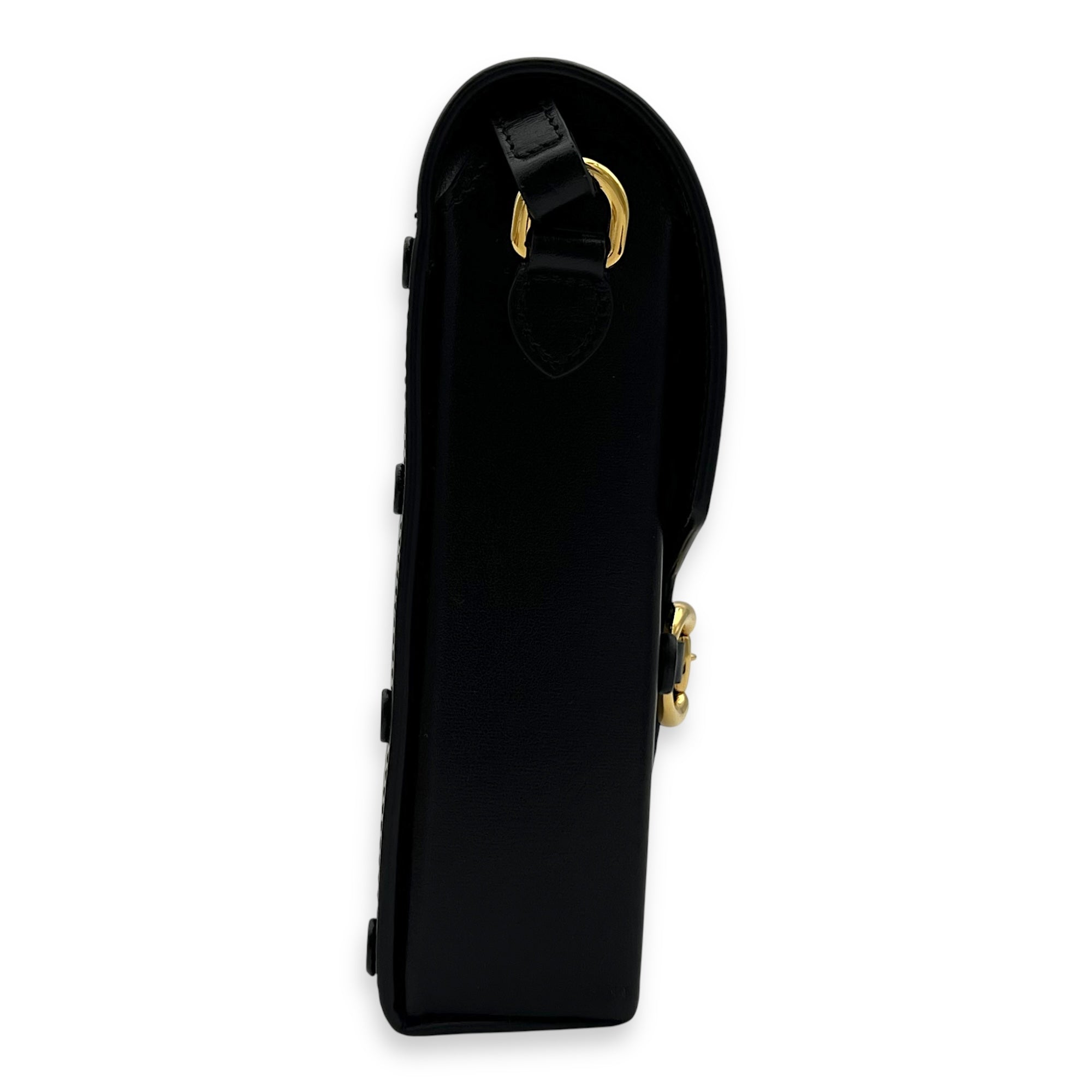 Gucci Horsebit 1955 Crossbody Bag Black in Calfskin, Gold hardware_3