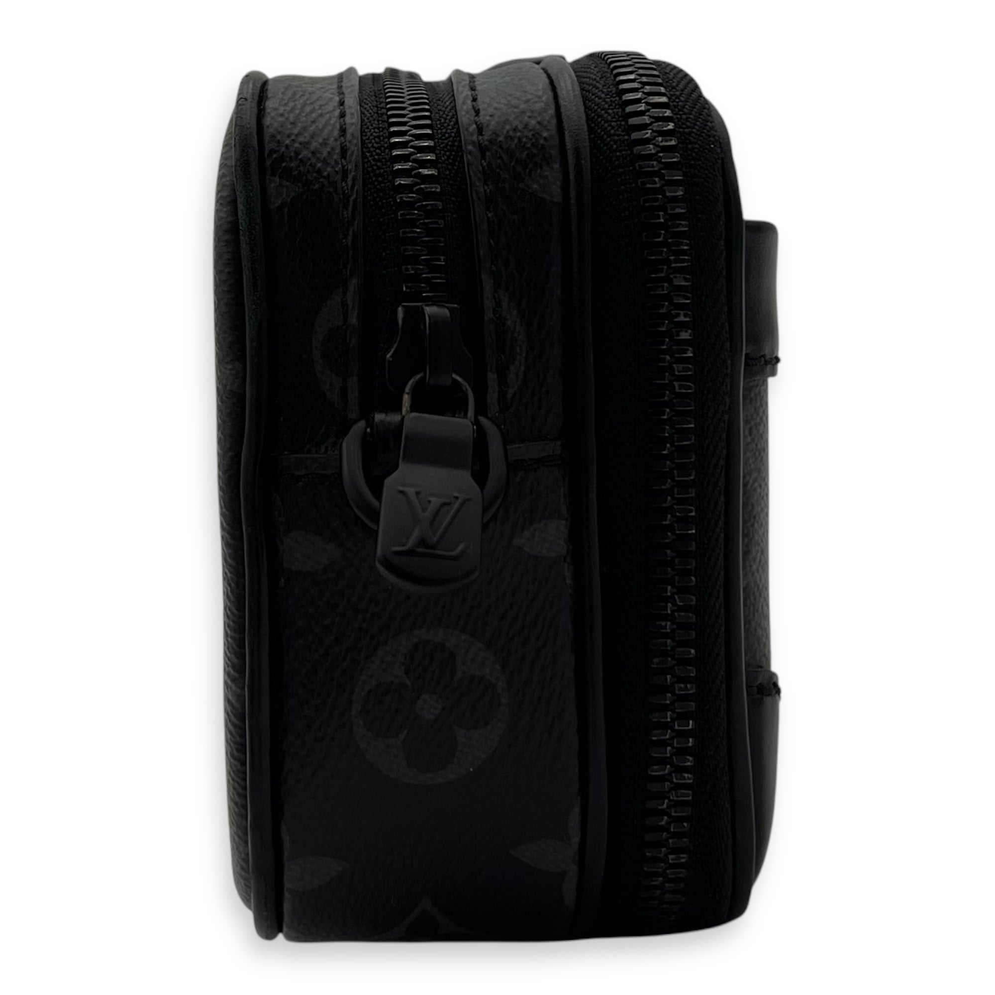 Louis Vuitton Alpha Crossbody Bag Black in Monogram Coated Canvas, Lacquered Metal hardware_3
