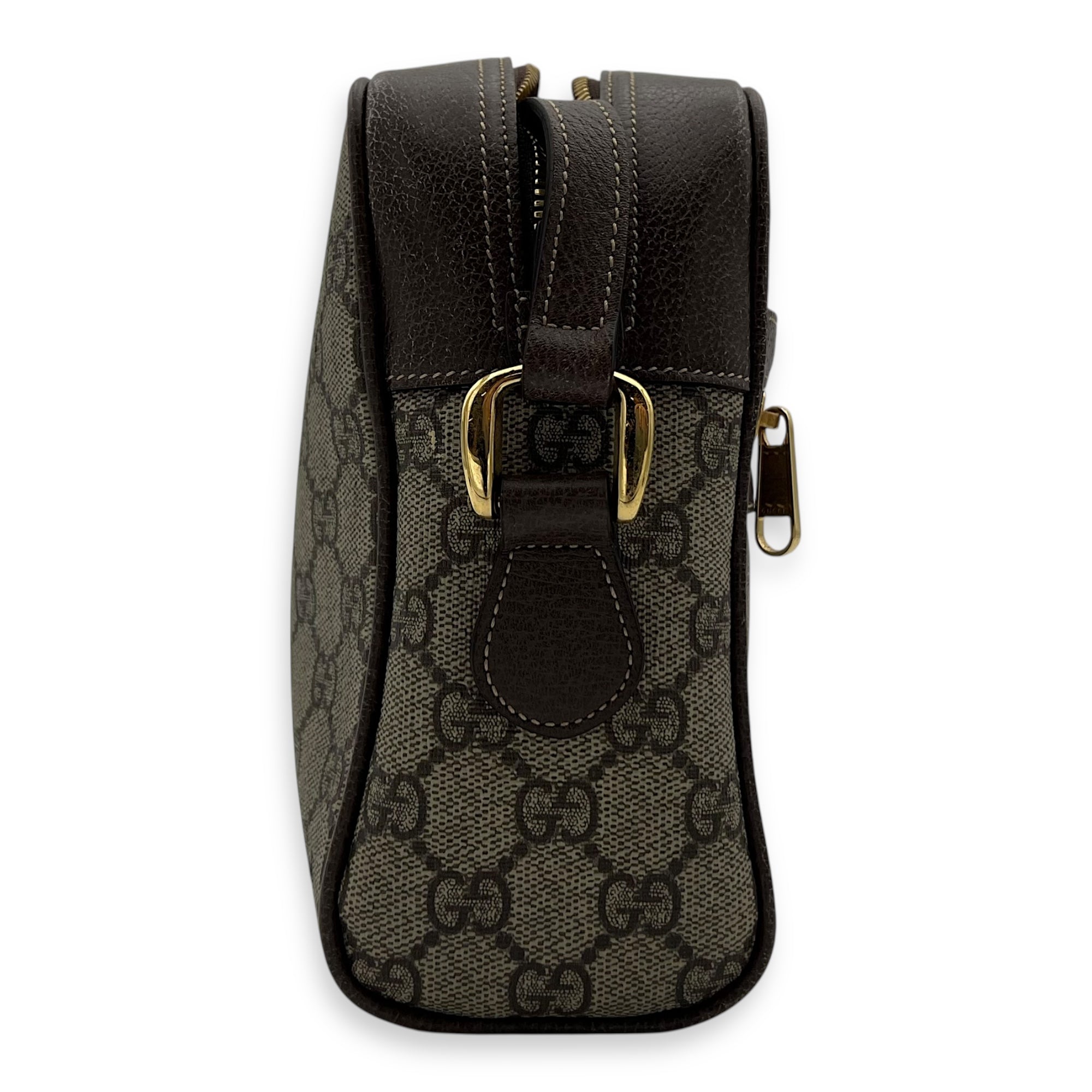 Gucci Ophidia Crossbody Bag Brown in Coated Canvas, Gold hardware_3