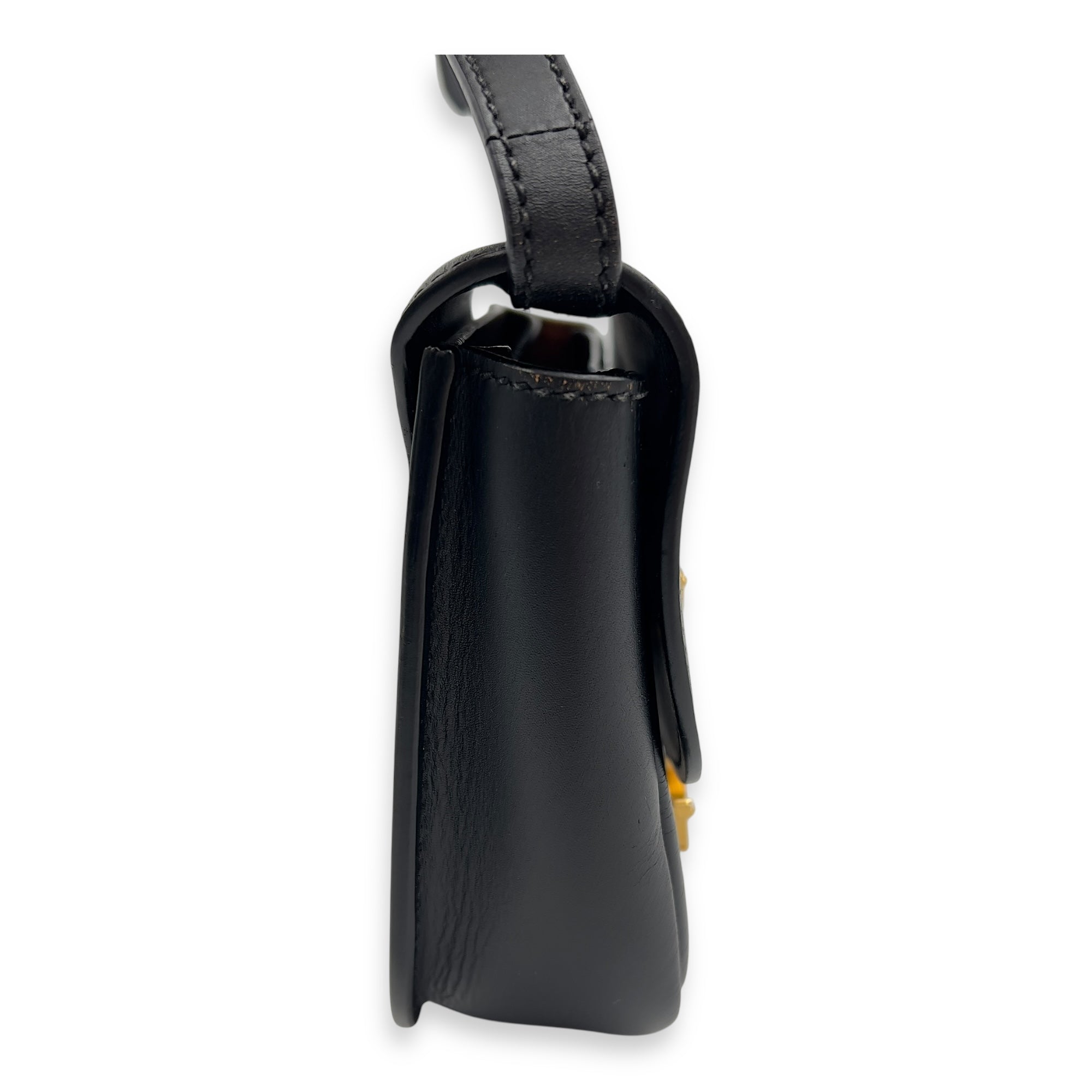 Saint Laurent Kaia Crossbody Bag Black in Calfskin, Gold hardware_5