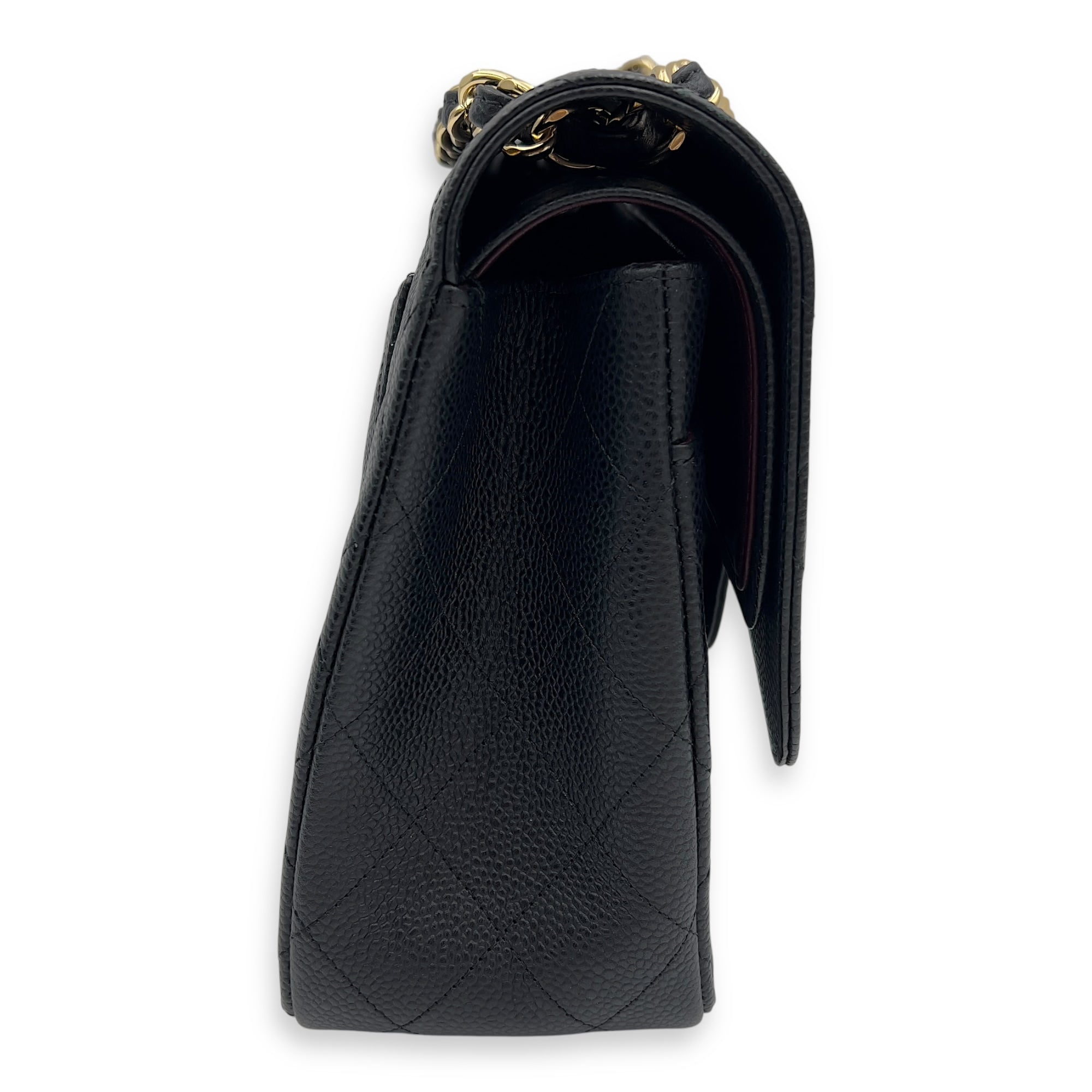 Chanel Classic Shoulder Bag Jumbo Black in Caviar Leather, Silver hardware_3