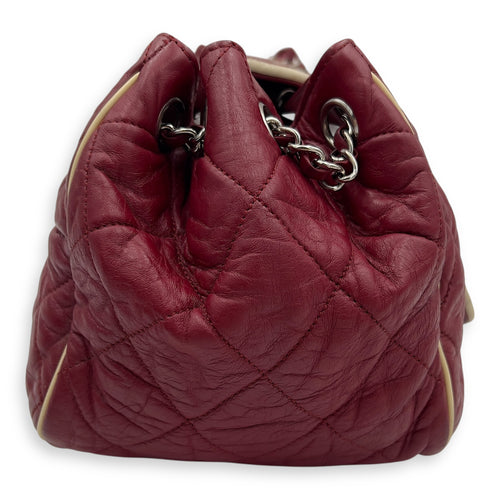 Chanel East West Shoulder Bag Red in Calfskin, Silver hardware_6