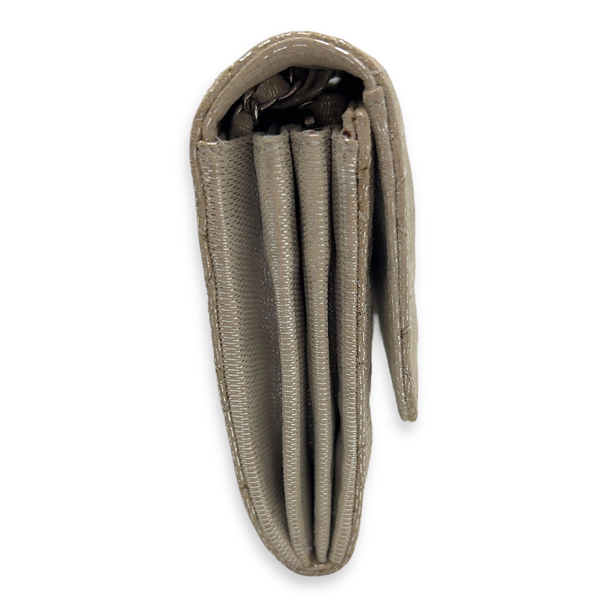 Chanel CC Silver Wallet On Chain in Jersey, Silver hardware_5
