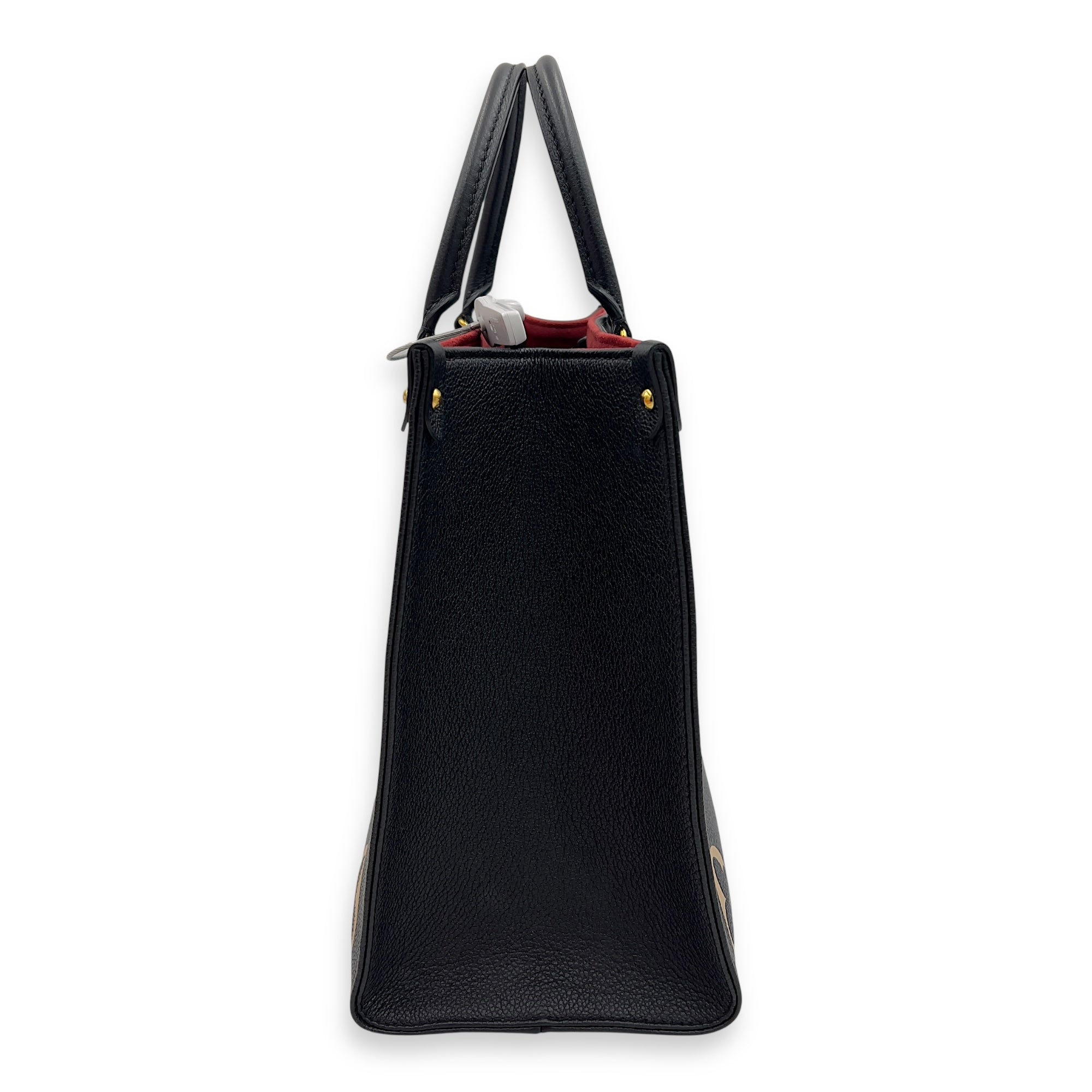 Louis Vuitton OnTheGo MM Black Top Handle Bag in Empreinte Leather, Gold hardware_5