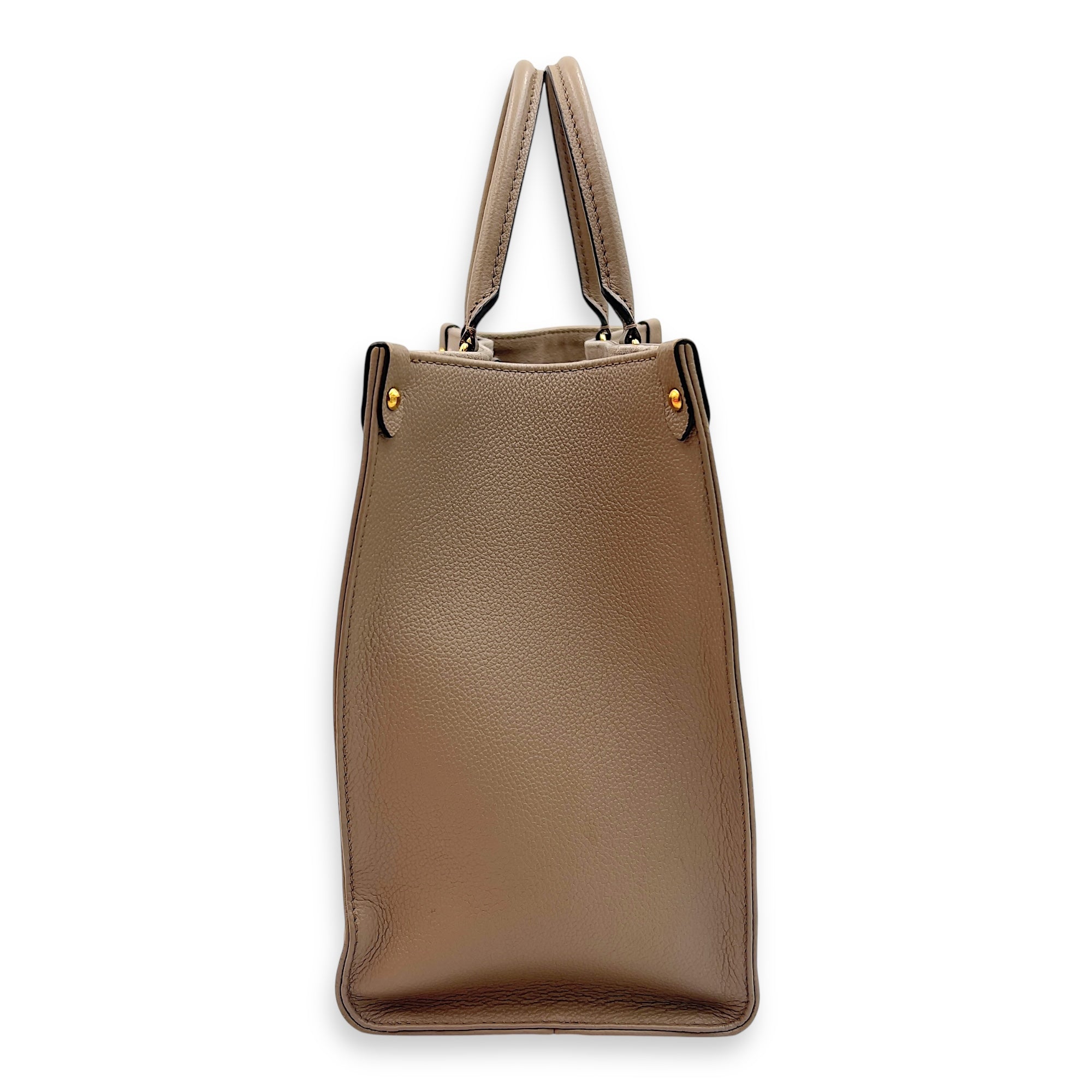 Louis Vuitton OnTheGo MM Beige Top Handle Bag in Empreinte Leather, Gold hardware_3