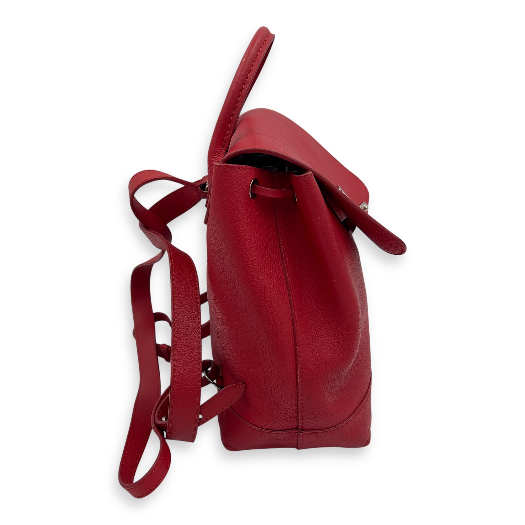 Louis Vuitton Lock Me Backpack Red in Taurillon Leather, Silver hardware_5