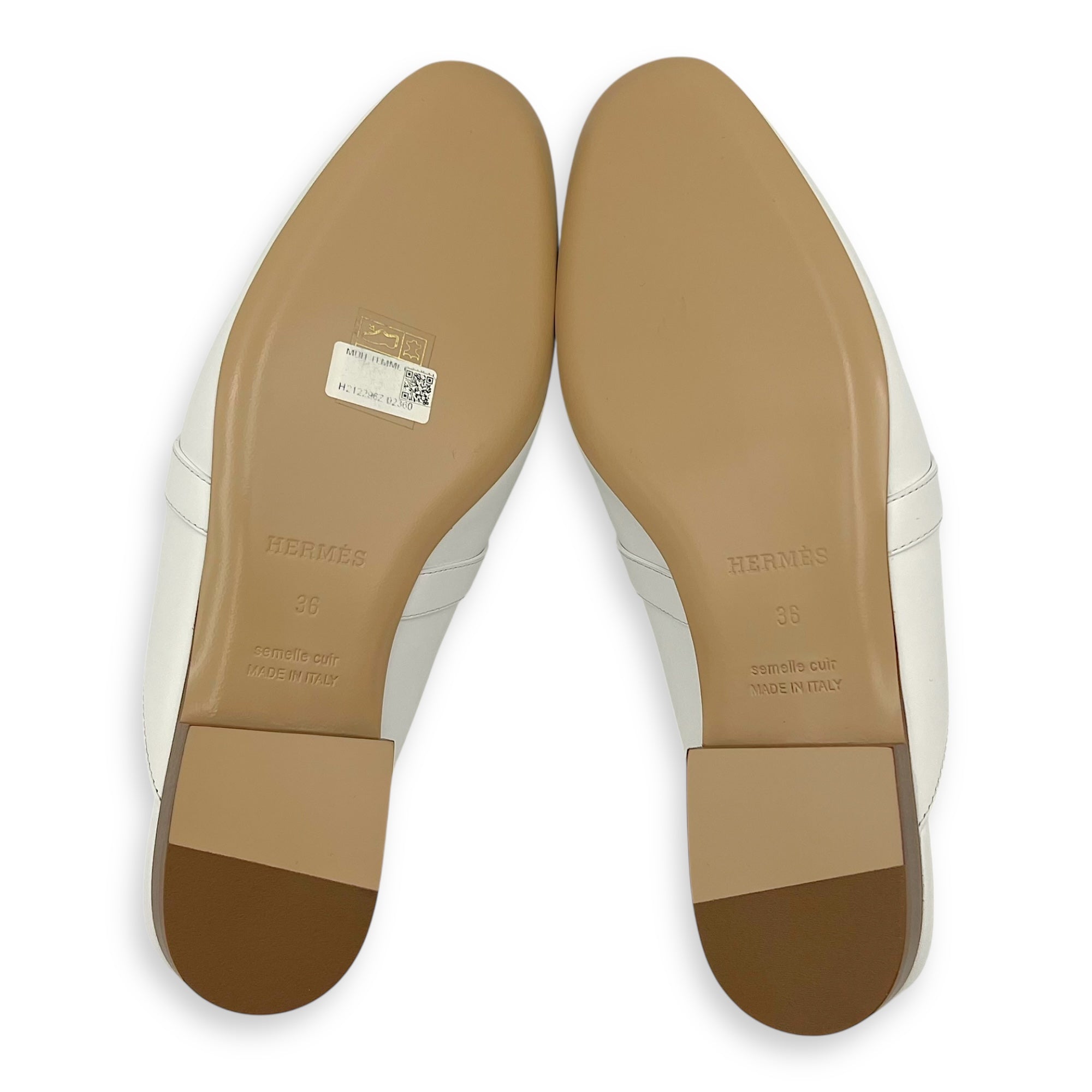 Hermès Oz Mule 36 White Shoes in, Palladium hardware_3
