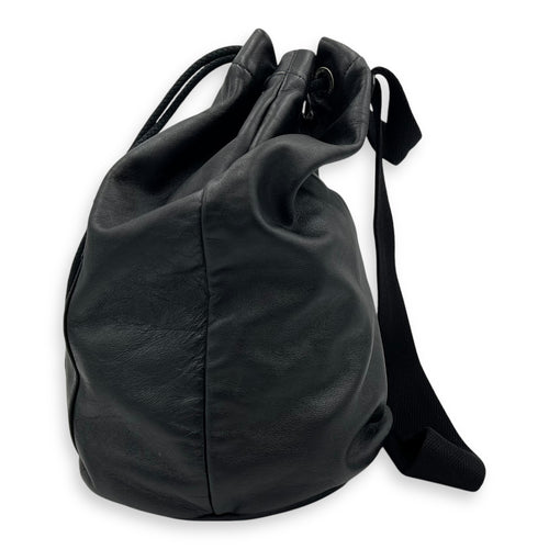 Saint Laurent Logo Backpack Black in Calfskin, Silver hardware_3