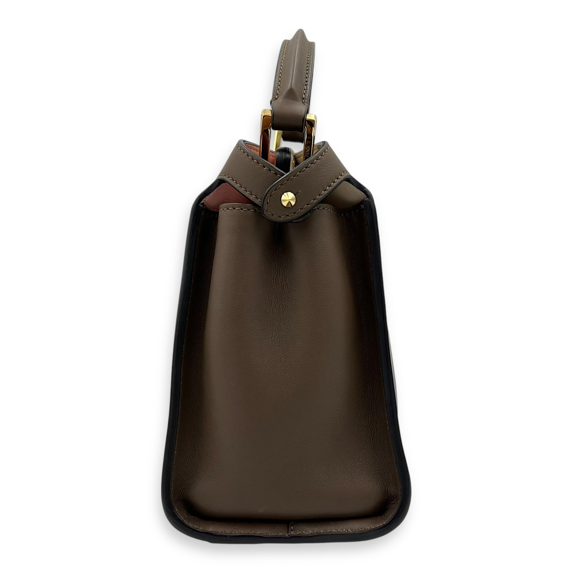 Fendi Peekaboo Top Handle Bag Essentially Beige in Calfskin, Gold hardware_3