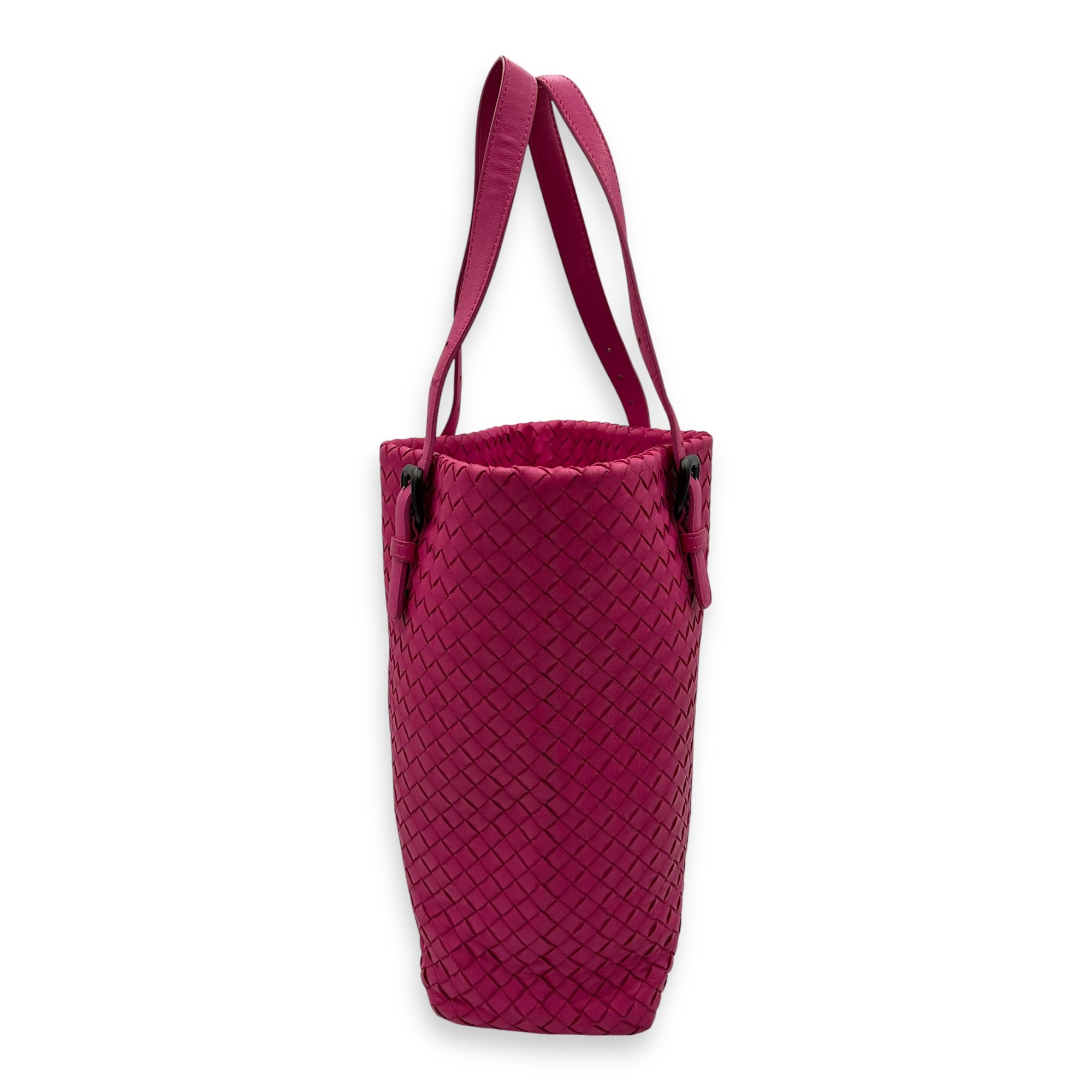 Bottega Veneta Intrecciato Shoulder Bag Pink in Lambskin, Gunmetal hardware_9