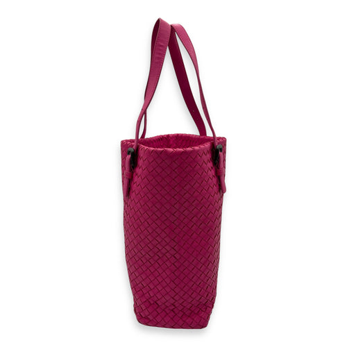 Bottega Veneta Intrecciato Shoulder Bag Pink in Lambskin, Gunmetal hardware_9
