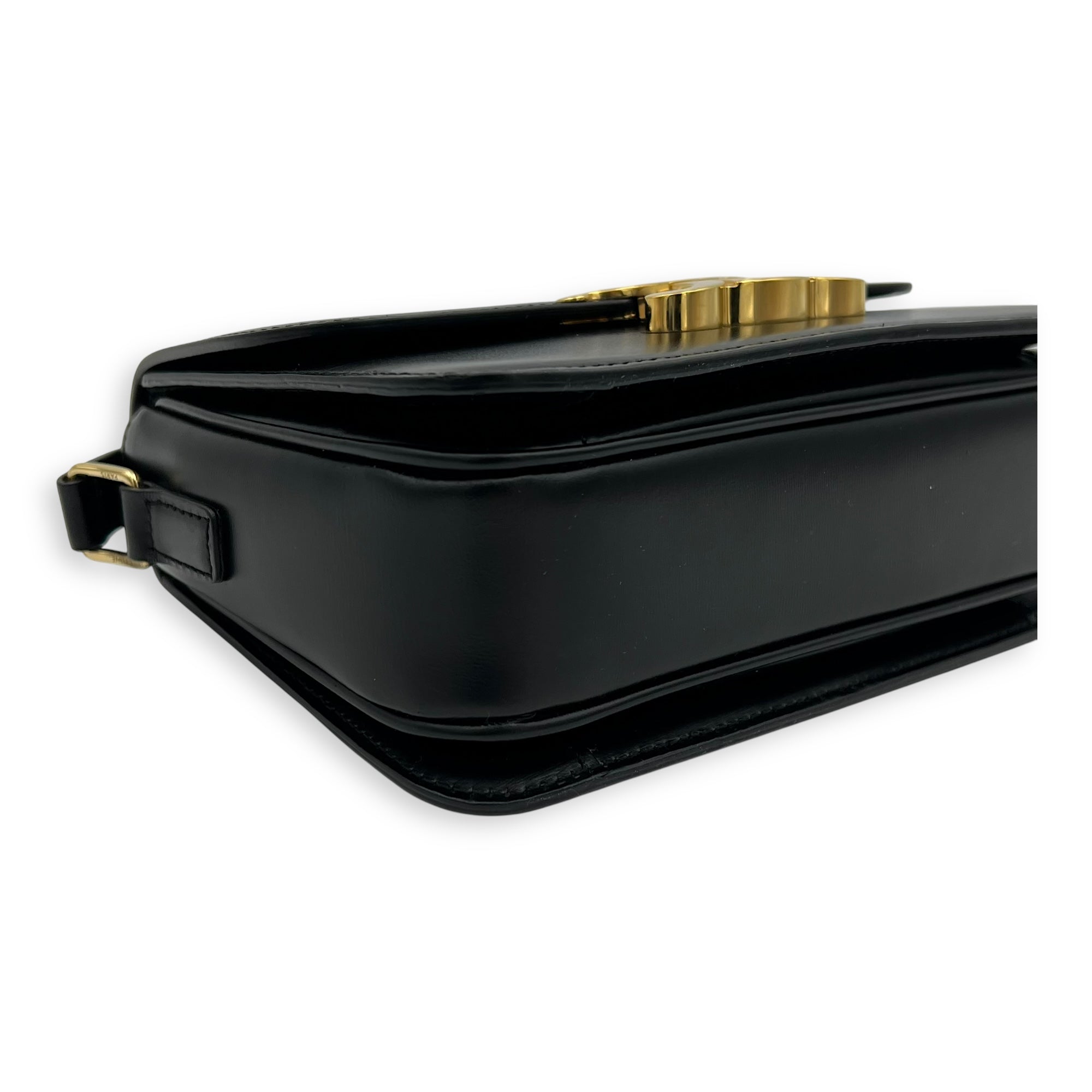 Celine Teen Crossbody Bag Black in Box Calfskin, Gold hardware_8