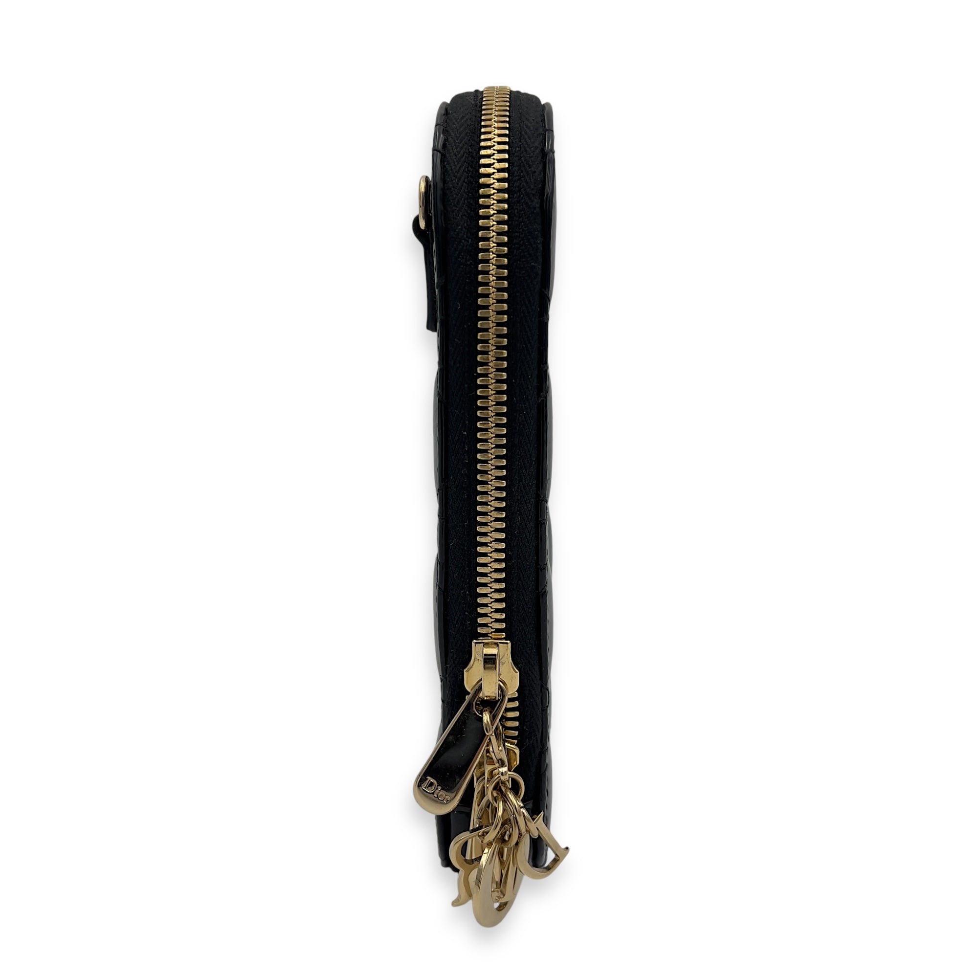 Dior Cannage Top Handle Bag Black in Patent Leather, Gold hardware_5