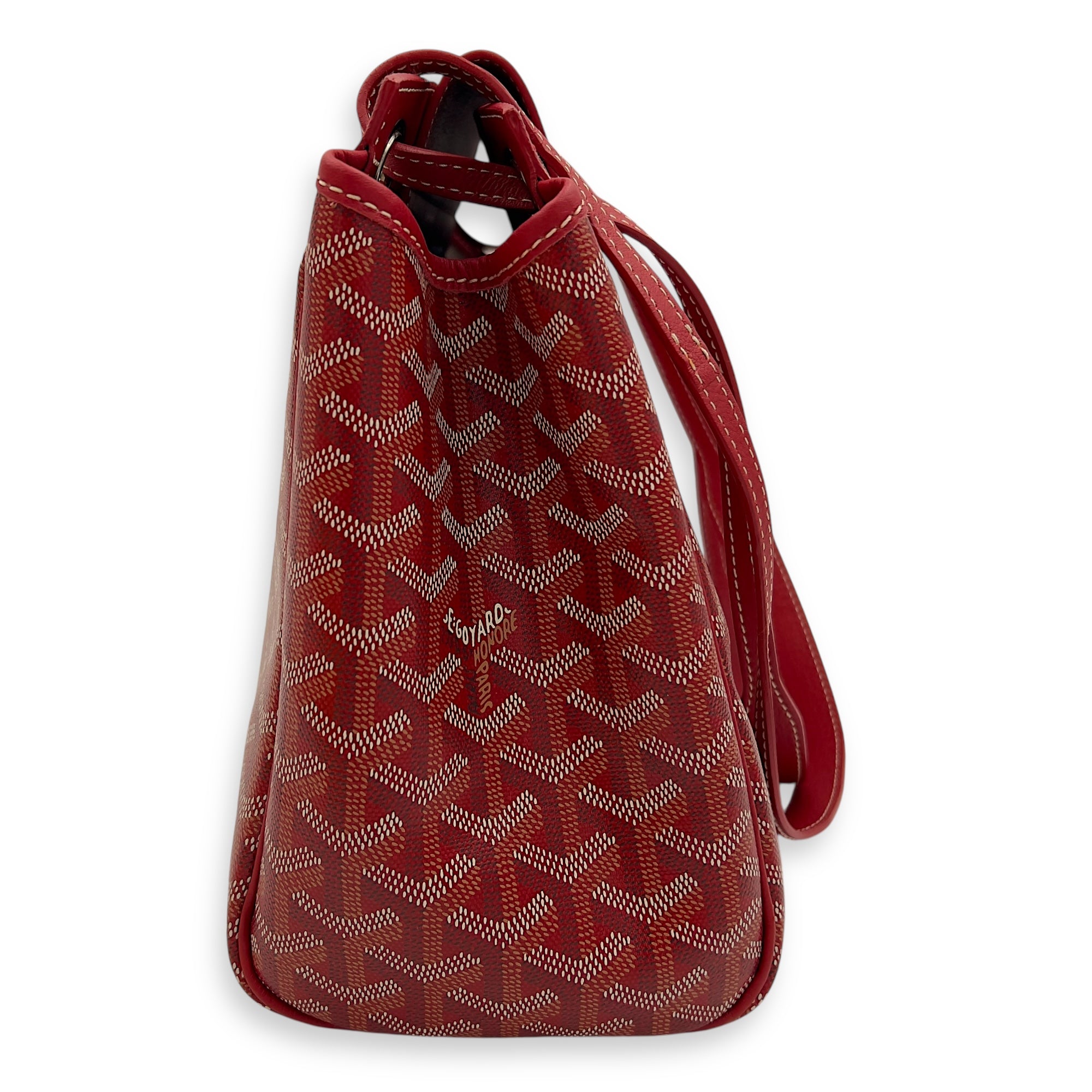 Goyard Rouette Red Shoulder Bag in Coated Canvas, Silver hardware_3