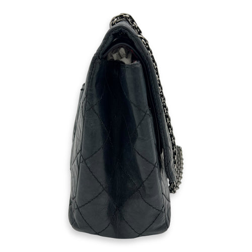 Chanel 2.55 227 Black Shoulder Bag in Calfskin, Ruthenium hardware_3