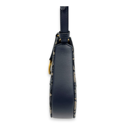 Dior Saddle Rodeo Blue Shoulder Bag in Jacquard, Gold hardware_3
