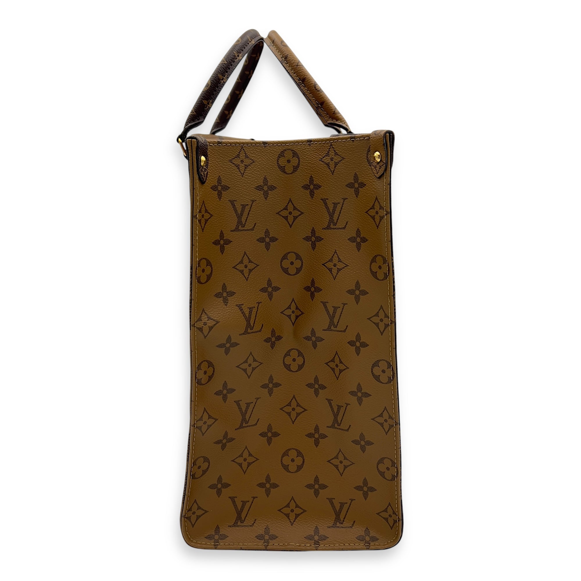 Louis Vuitton OnTheGo GM Brown Top Handle Bag in Coated Canvas, Gold hardware_6