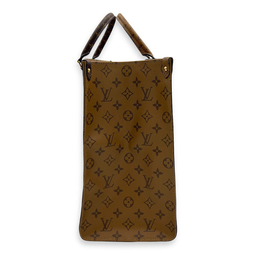 Louis Vuitton OnTheGo GM Brown Top Handle Bag in Coated Canvas, Gold hardware_6