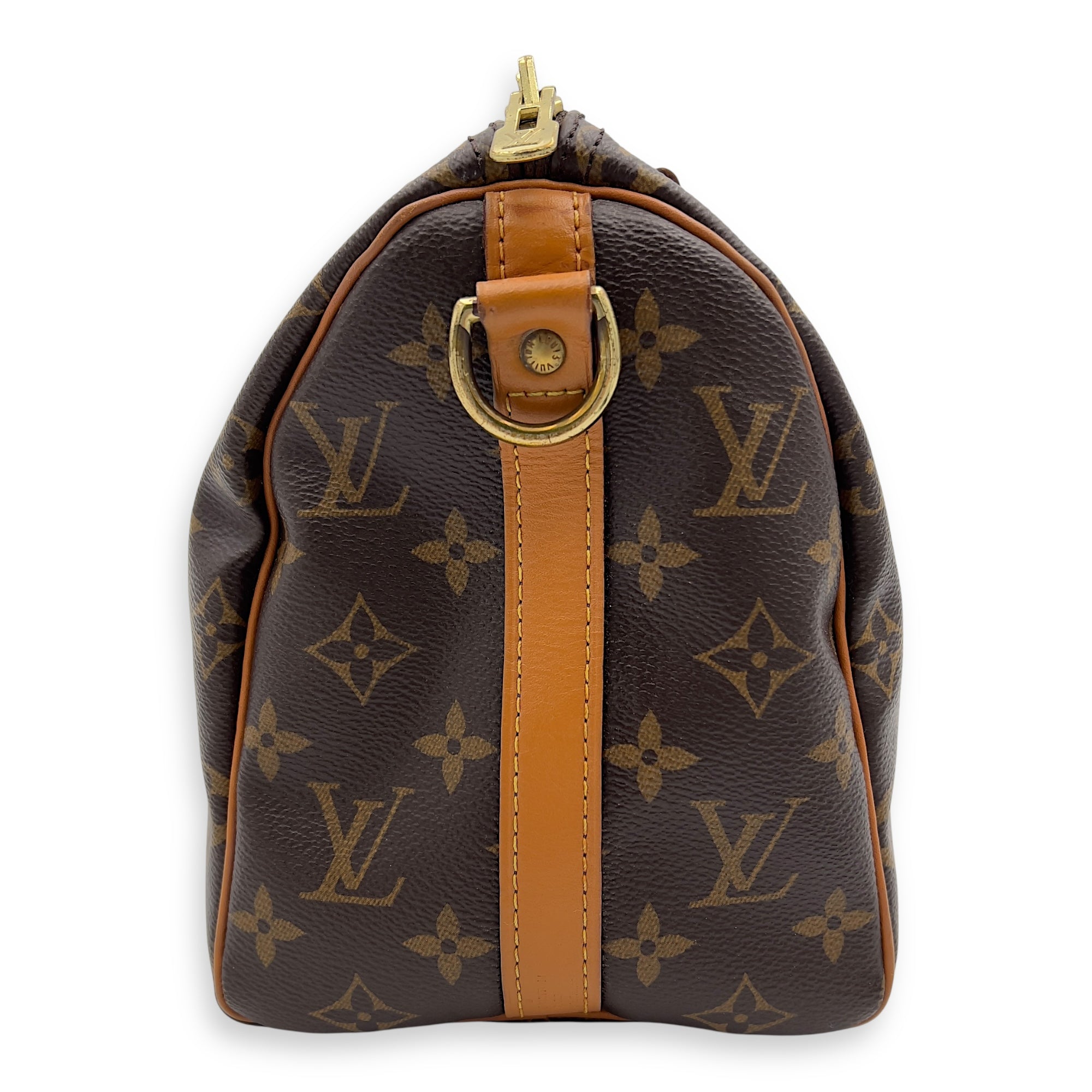 Louis Vuitton Speedy Bandouliere Top Handle Bag 25 Brown in Monogram Coated Canvas, Gold hardware_2