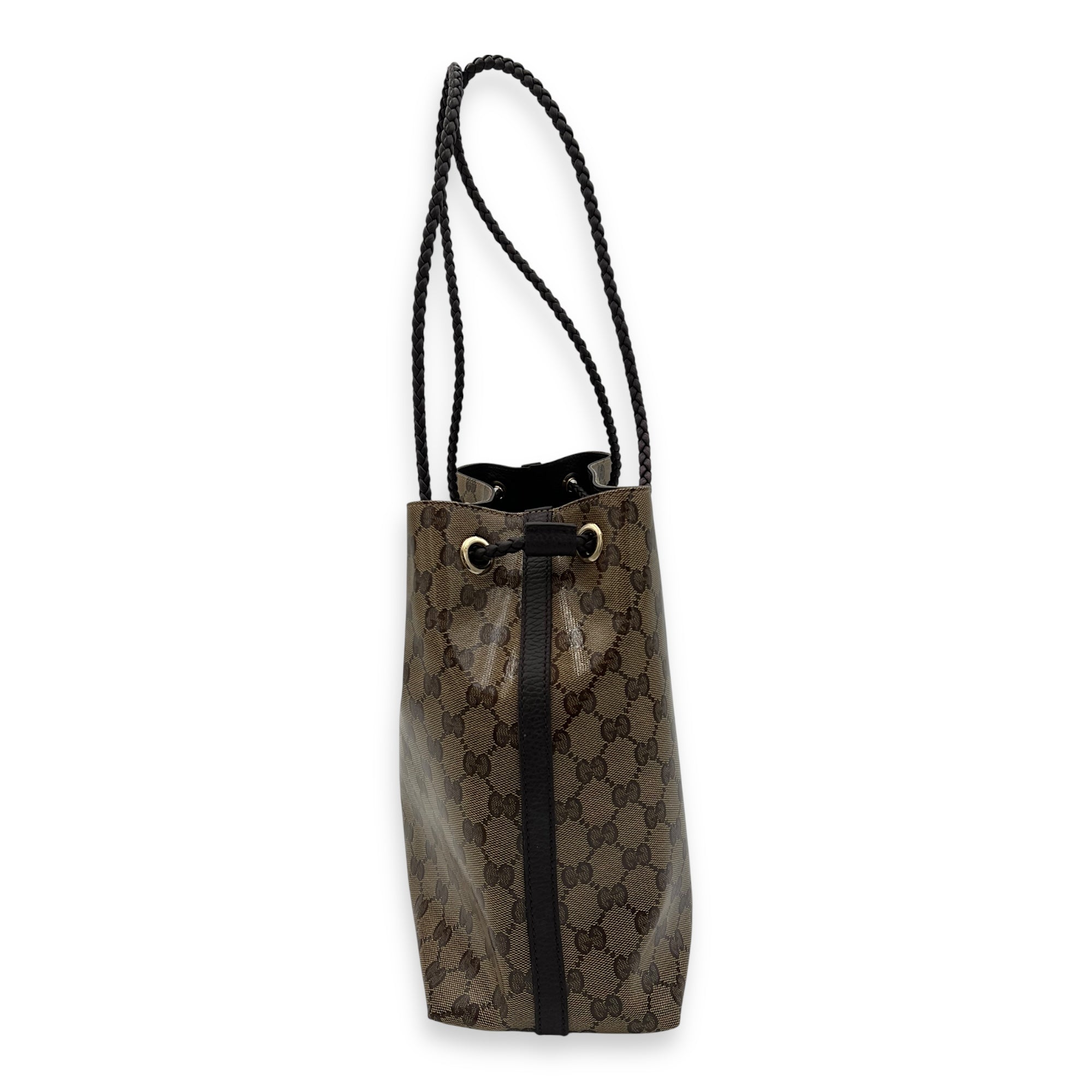 Gucci GG Tote Bag Brown in Coated Canvas, Gold hardware_4