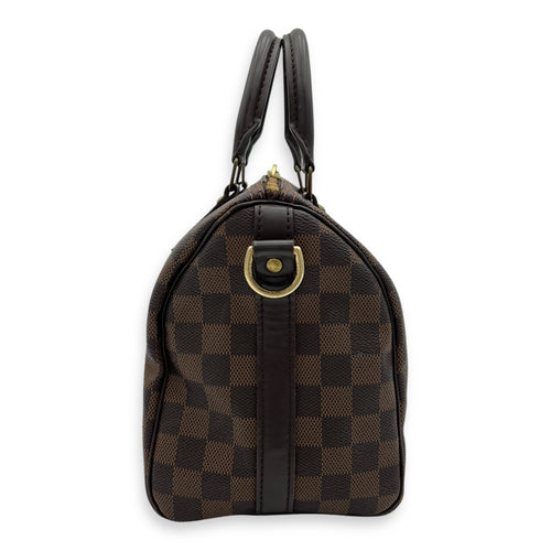 Louis Vuitton Speedy Bandouliere Top Handle Bag 25 Brown in Coated Canvas, Gold hardware_5