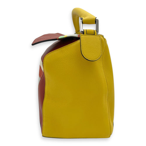 Loewe Puzzle Crossbody Bag LG Multi-colour in Leather and canvas, Silver hardware_8