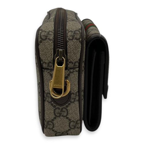 Gucci Ophidia Crossbody Bag Mini Brown in Coated Canvas, Gold hardware_4