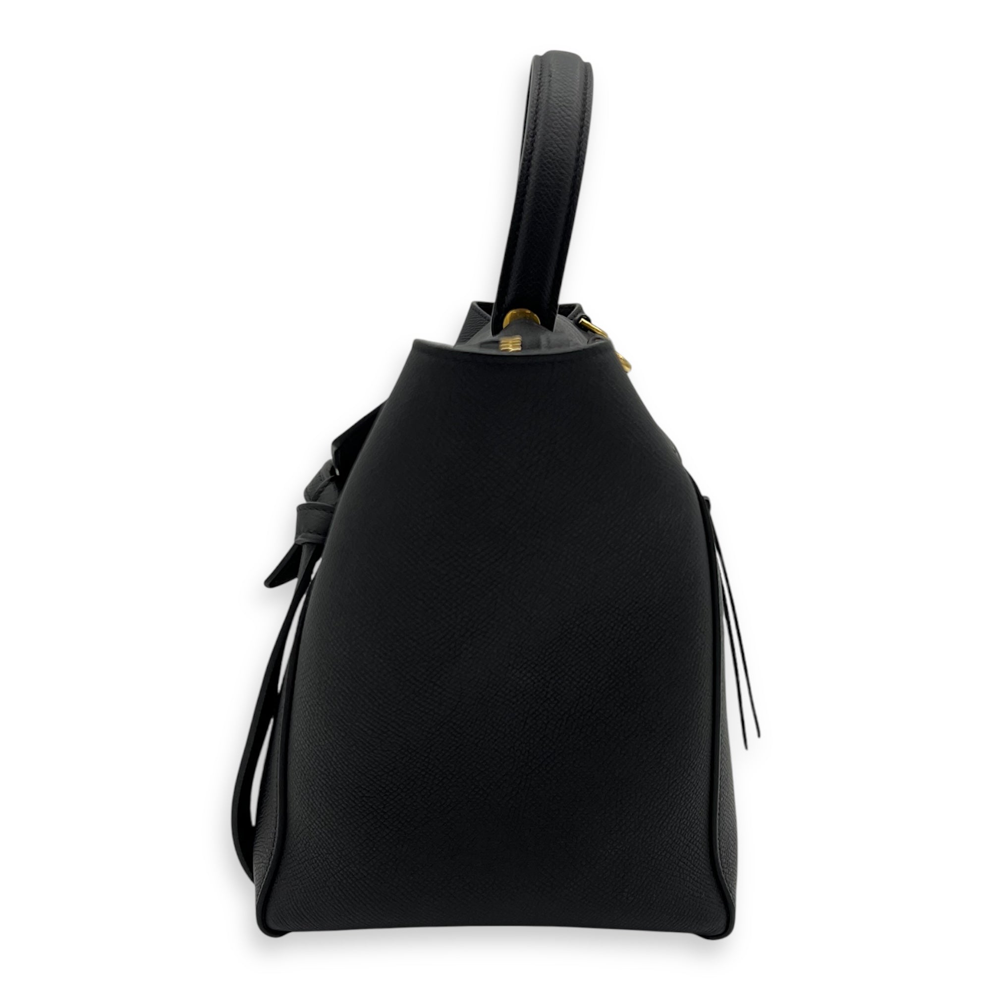 Celine Belt bag Top Handle Bag Mini Black in Calfskin, Gold hardware_8