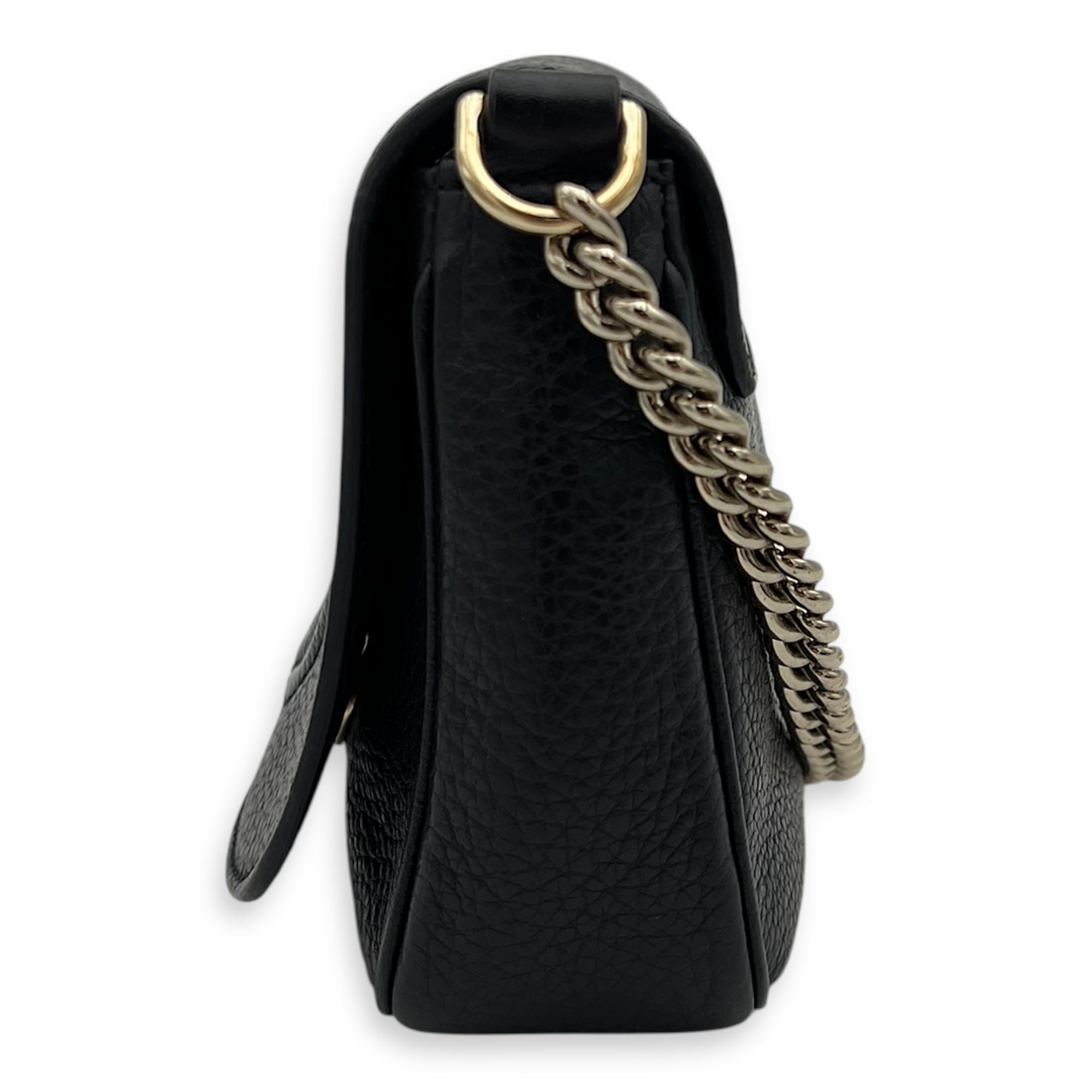 Gucci Soho Crossbody Bag Black in Calfskin, Gold hardware_10