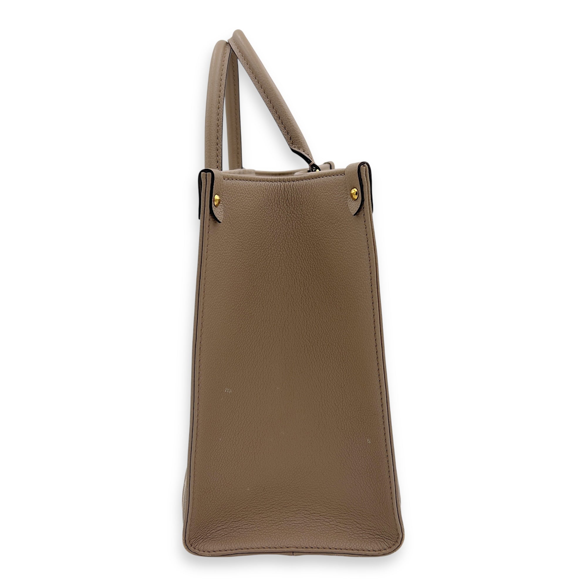 Louis Vuitton OnTheGo MM Beige Top Handle Bag in Empreinte Leather, Gold hardware_3