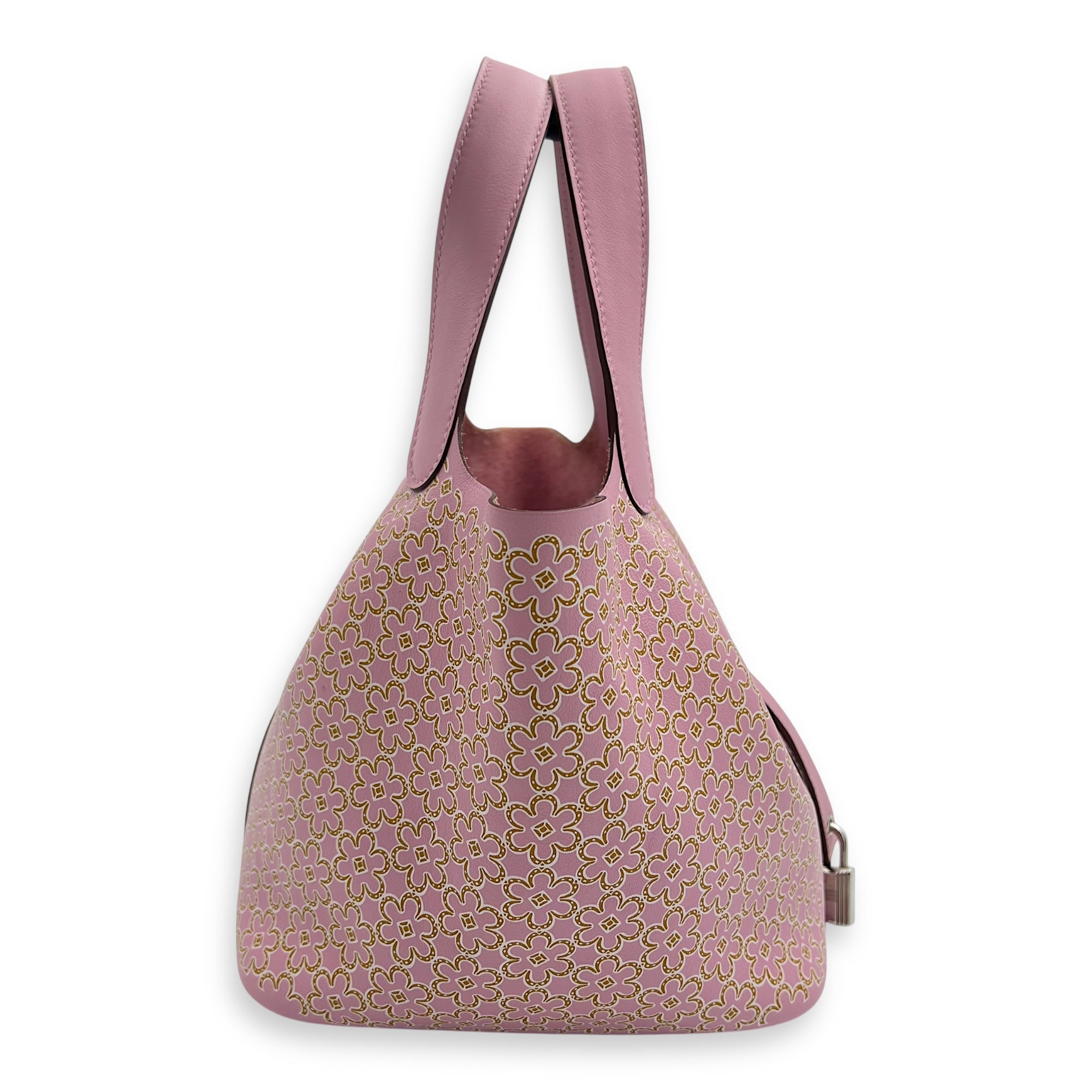 Hermès Lucky Daisy Picotin 18 Mauve Sylvestre Top Handle Bag in Swift, Palladium hardware_3