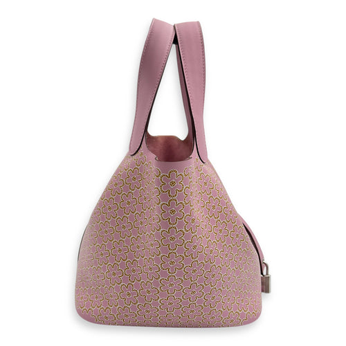 Hermès Lucky Daisy Picotin 18 Mauve Sylvestre Top Handle Bag in Swift, Palladium hardware_3
