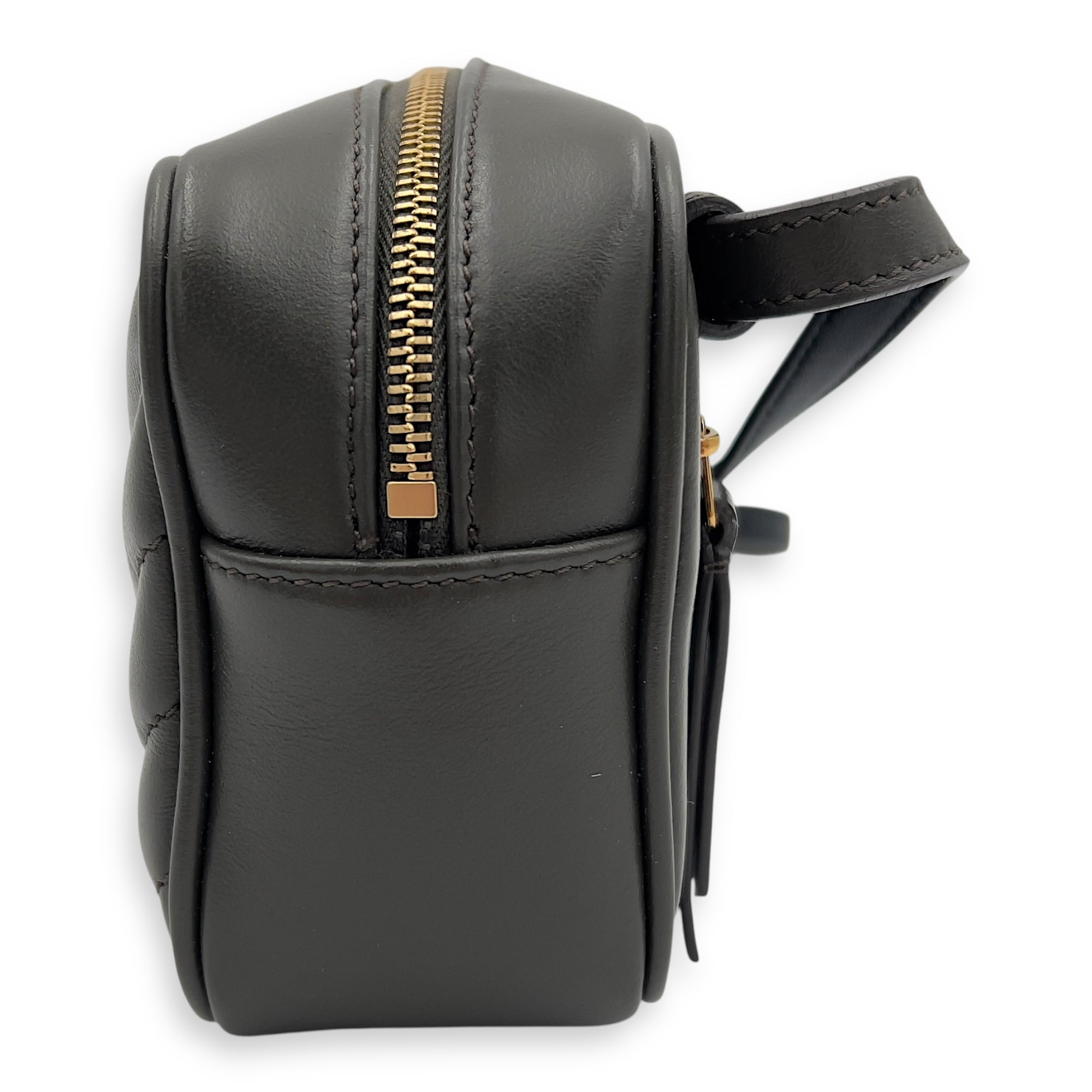 Saint Laurent Lou Belt Bag Green in Calfskin, Gold hardware_3