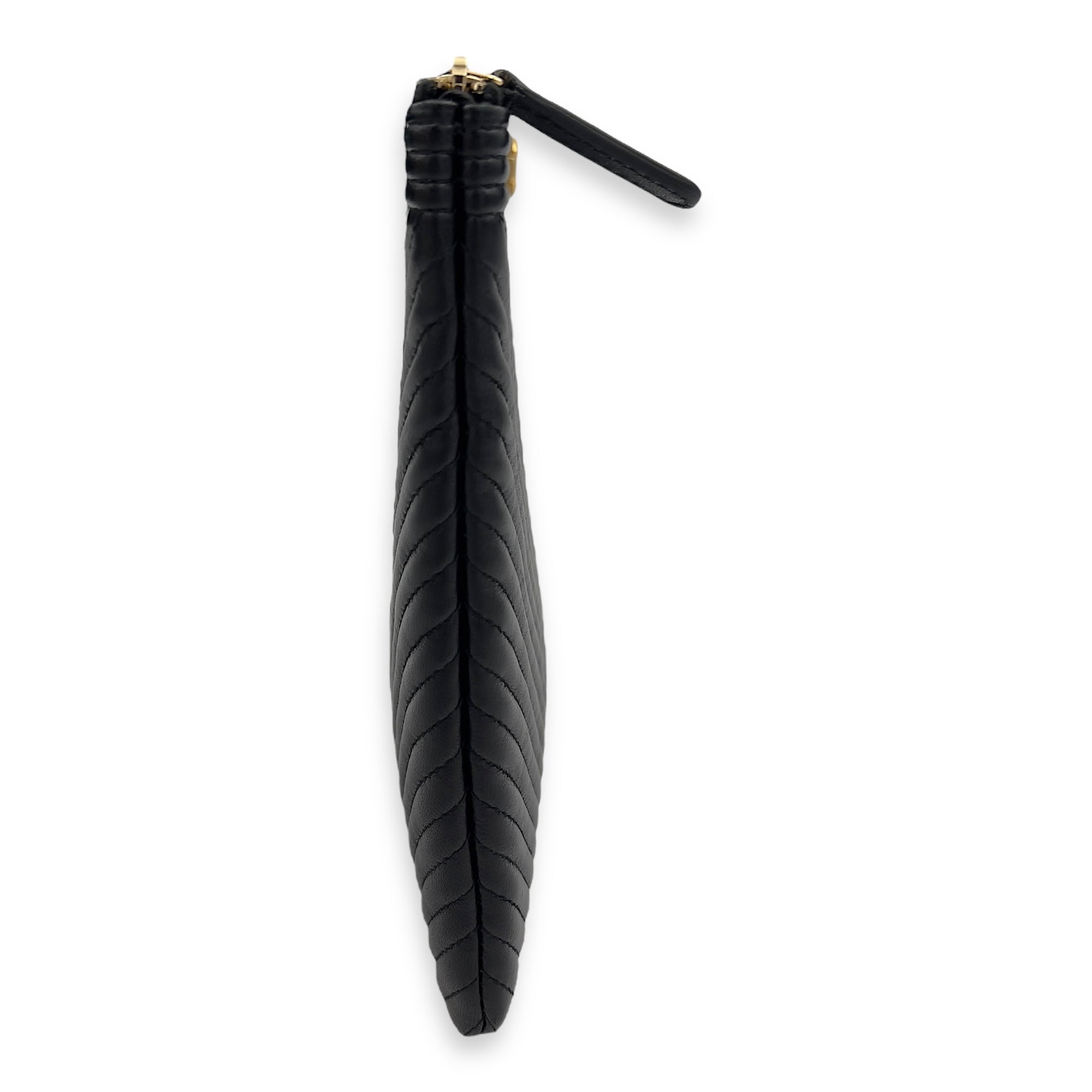 Chanel Chevron Boy Black Clutch in Lambskin, Gold hardware_5